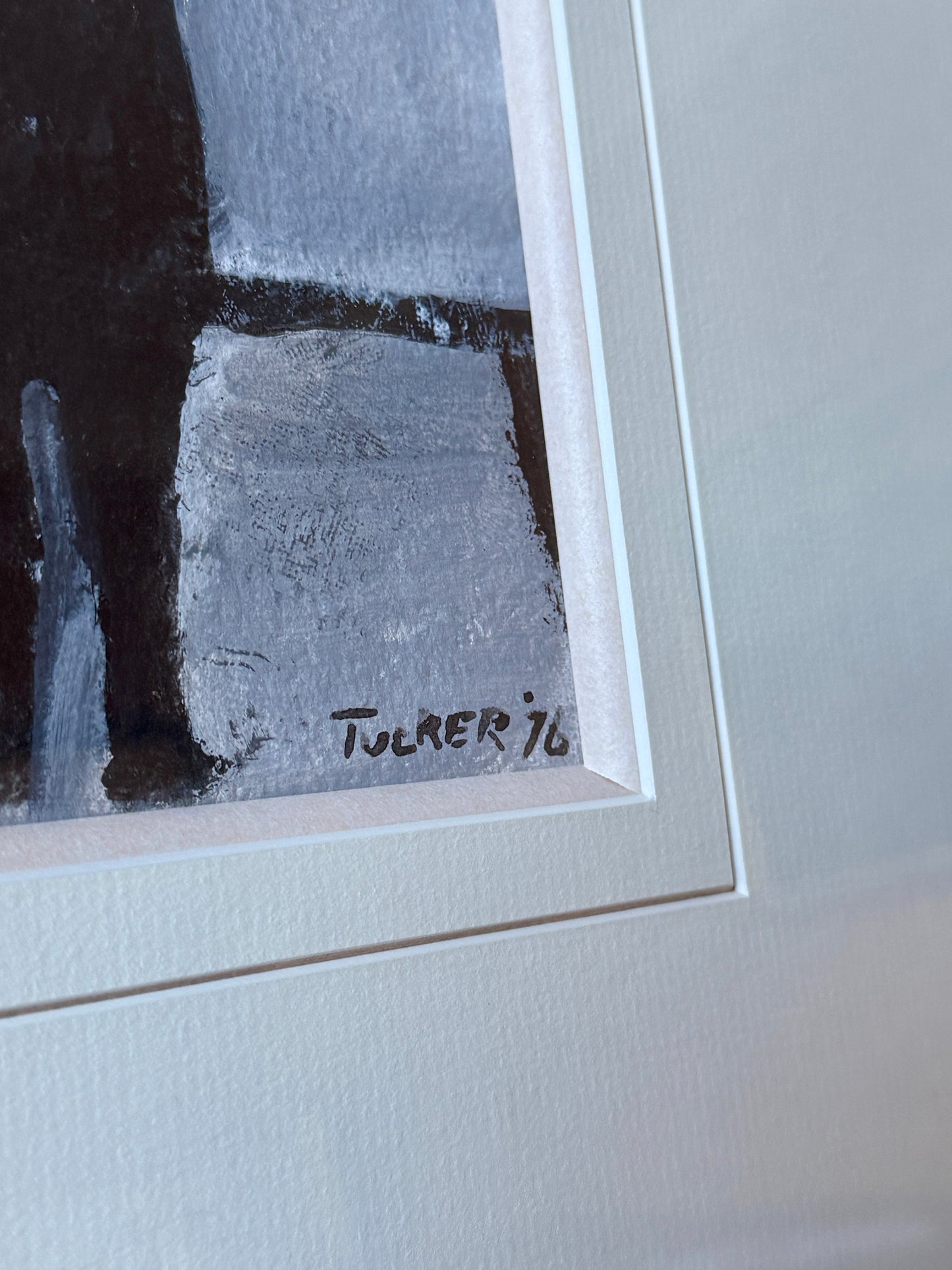 Richard Derby Tucker Figural Abstract Tonal Ink and Watercolor Group Portrait in Black Frame