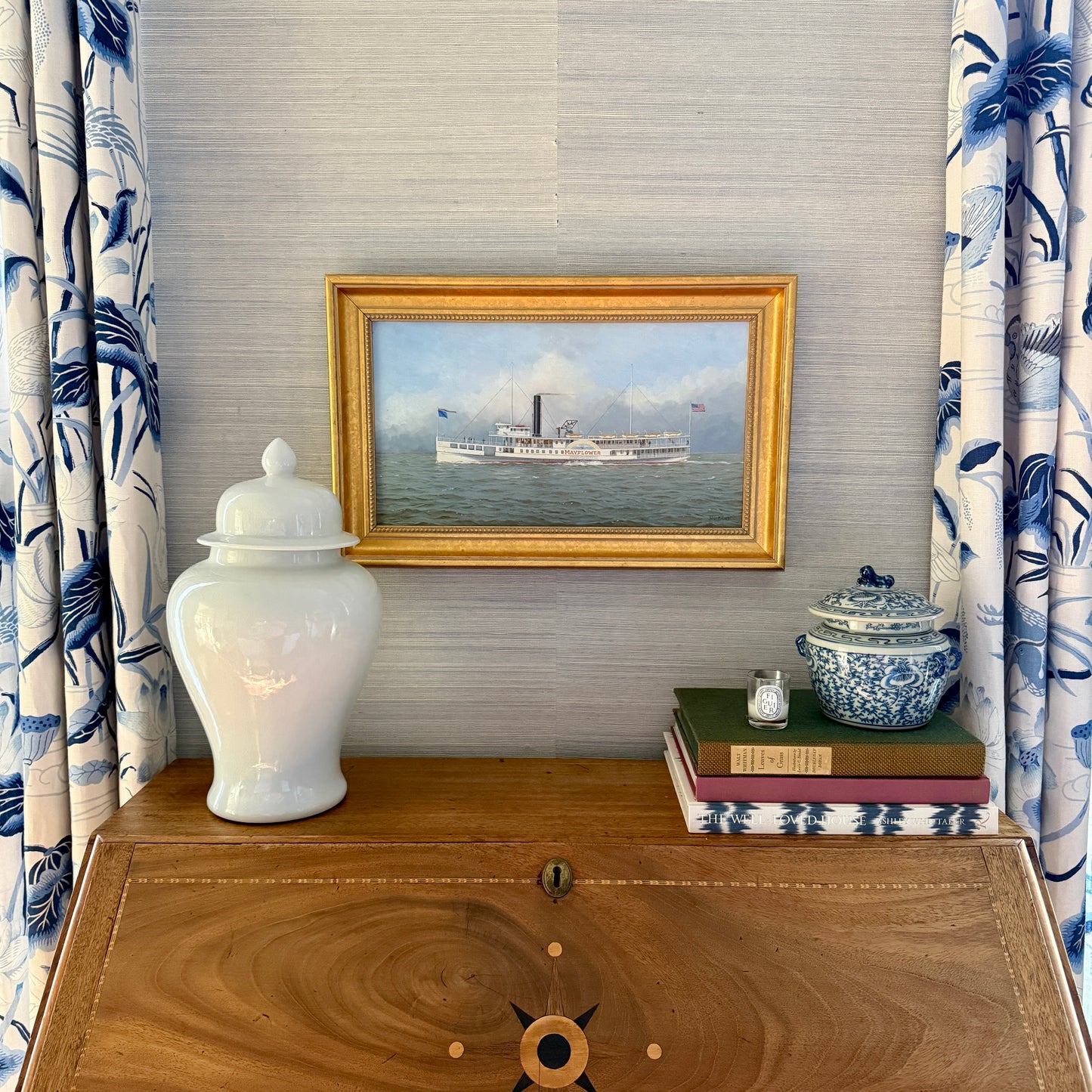 Portrait of the Steamboat Mayflower Oil Painting in Gold Frame