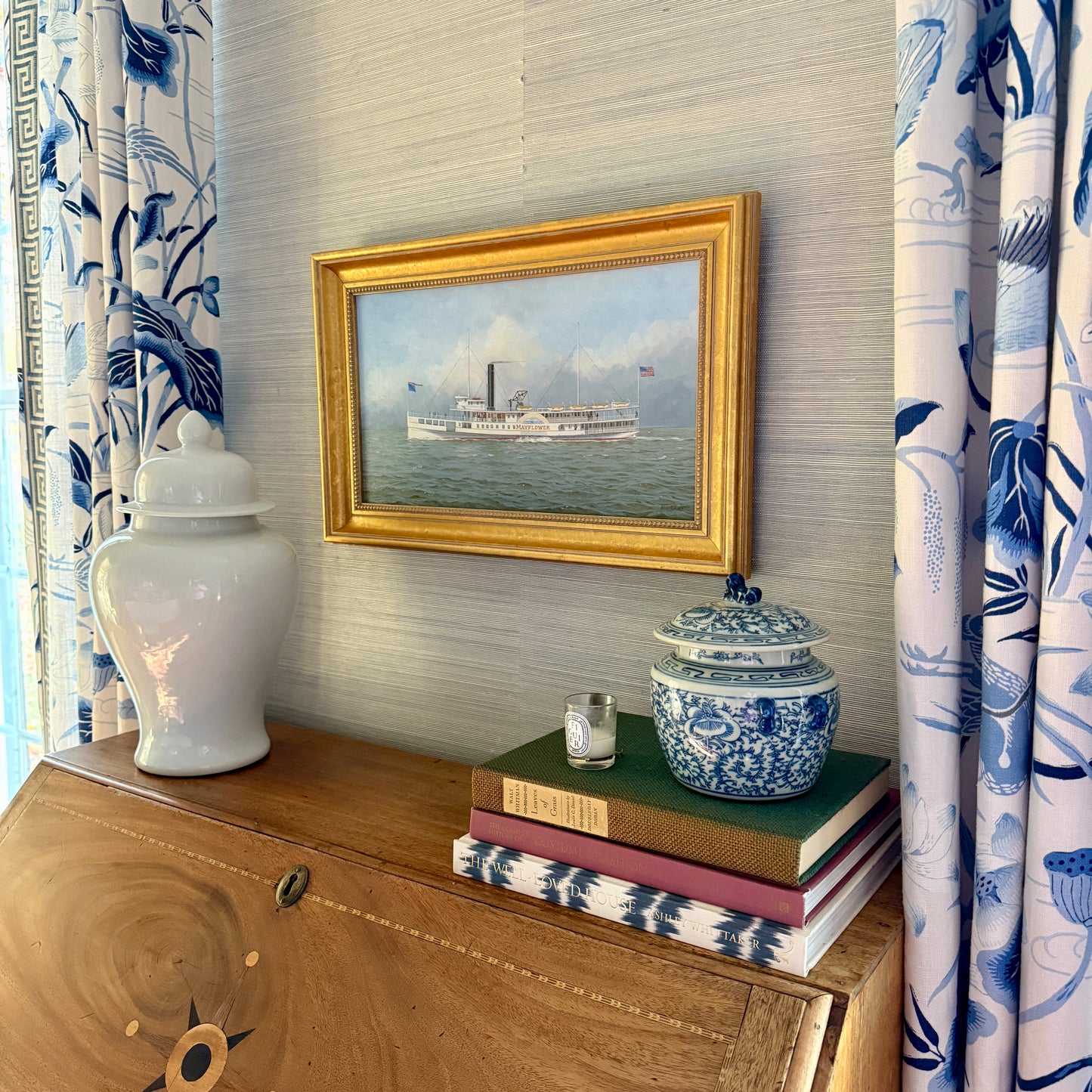 Portrait of the Steamboat Mayflower Oil Painting in Gold Frame