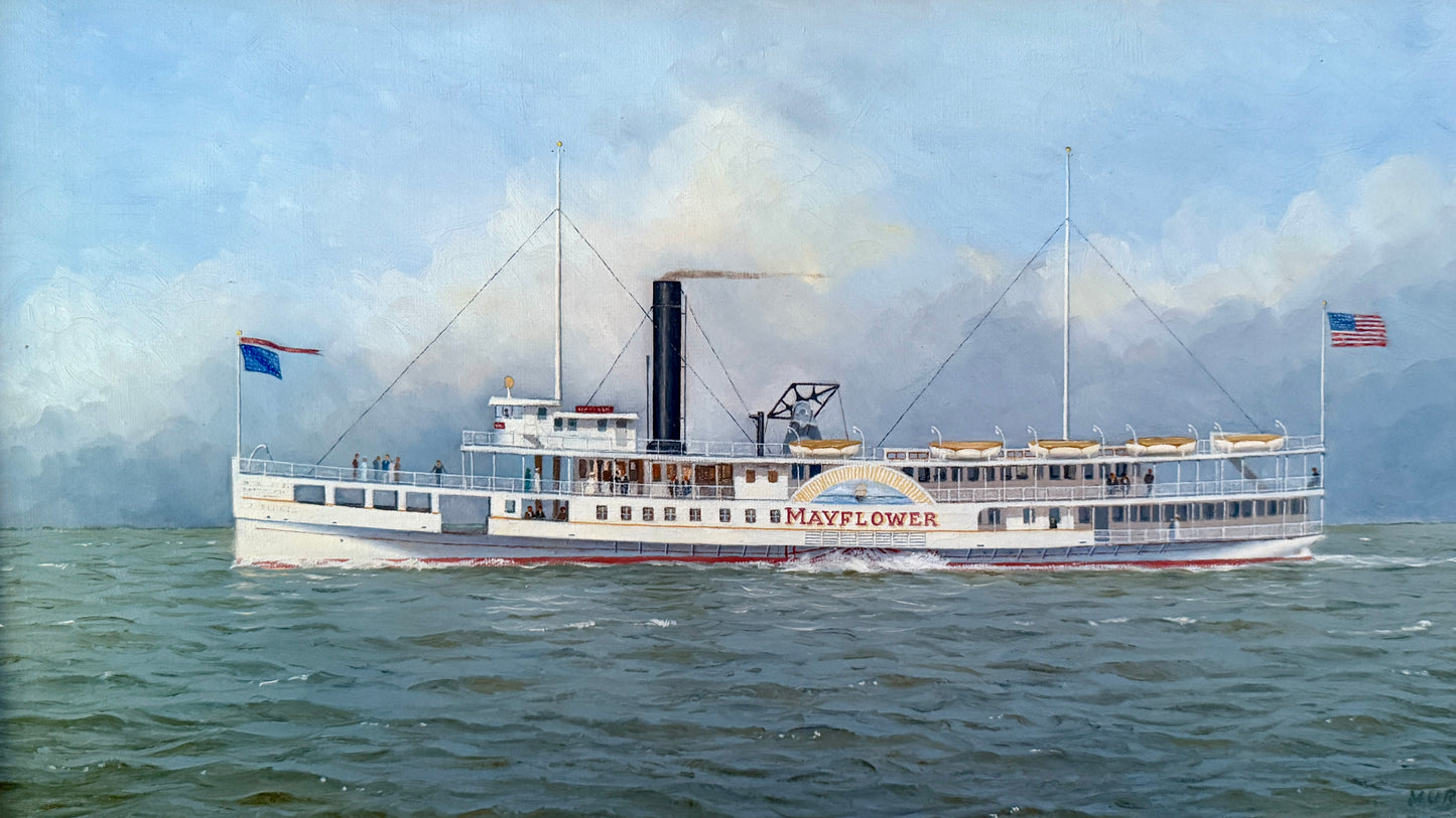 Portrait of the Steamboat Mayflower Oil Painting in Gold Frame