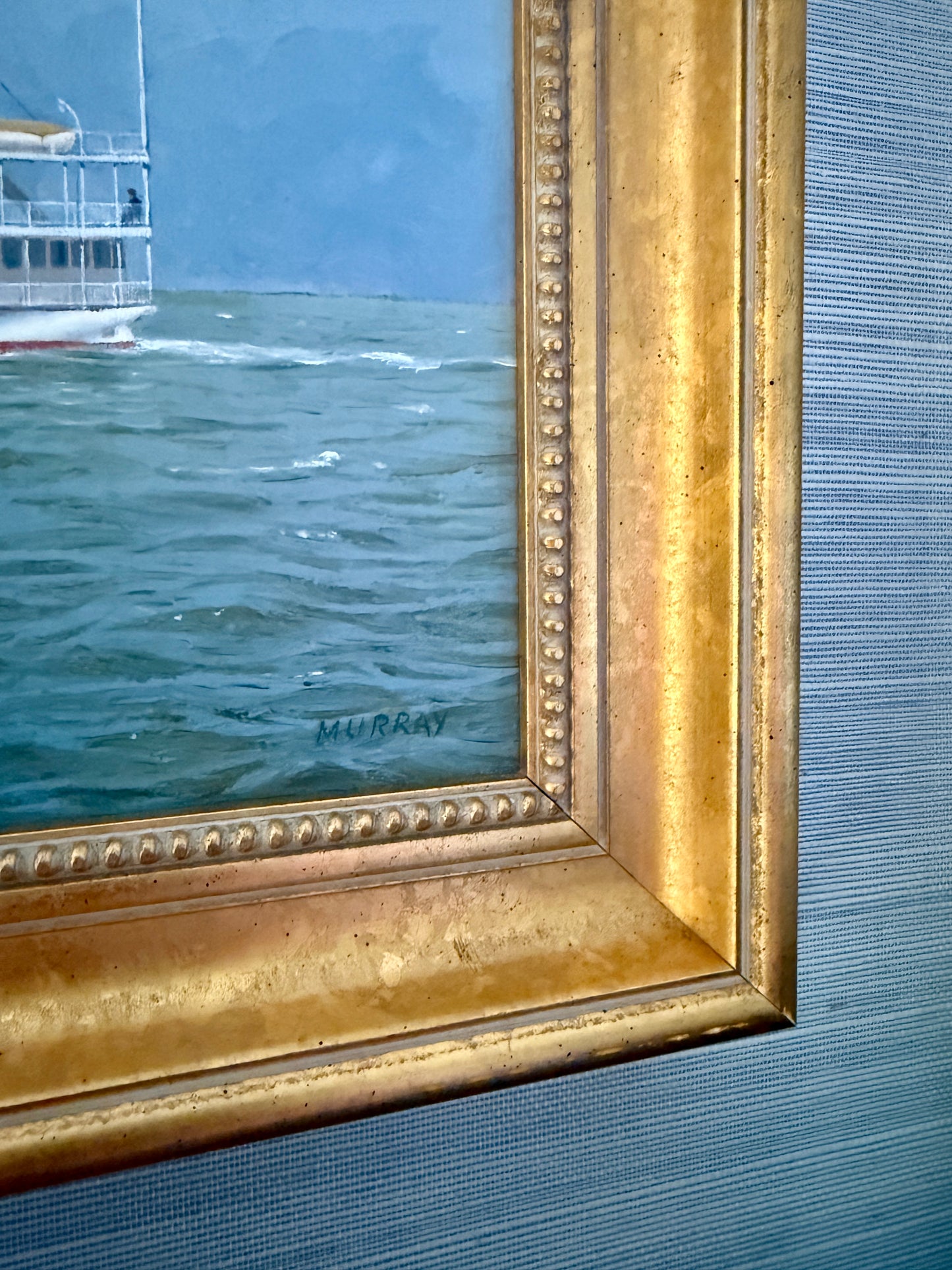 Portrait of the Steamboat Mayflower Oil Painting in Gold Frame