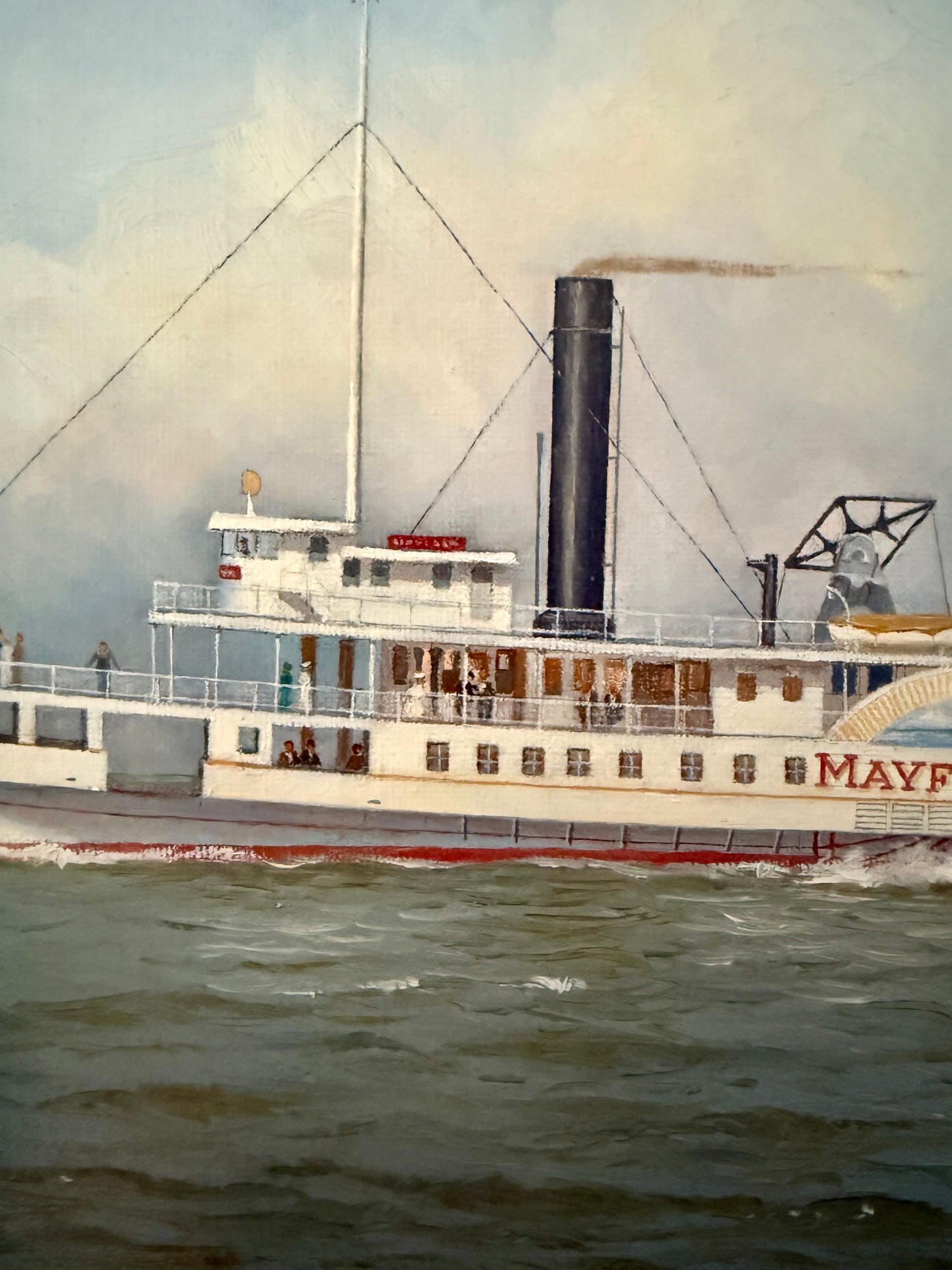 Portrait of the Steamboat Mayflower Oil Painting in Gold Frame