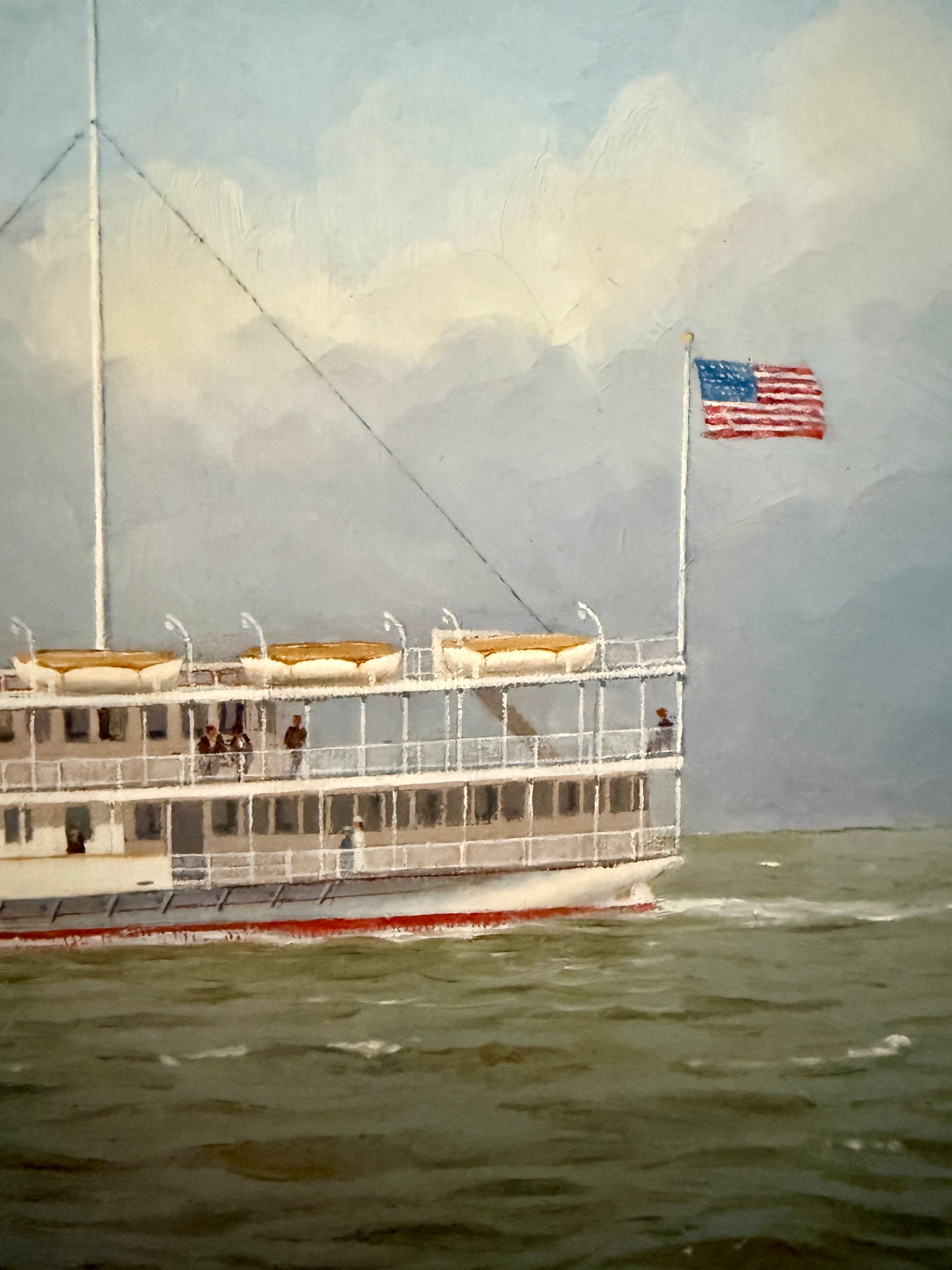 Portrait of the Steamboat Mayflower Oil Painting in Gold Frame