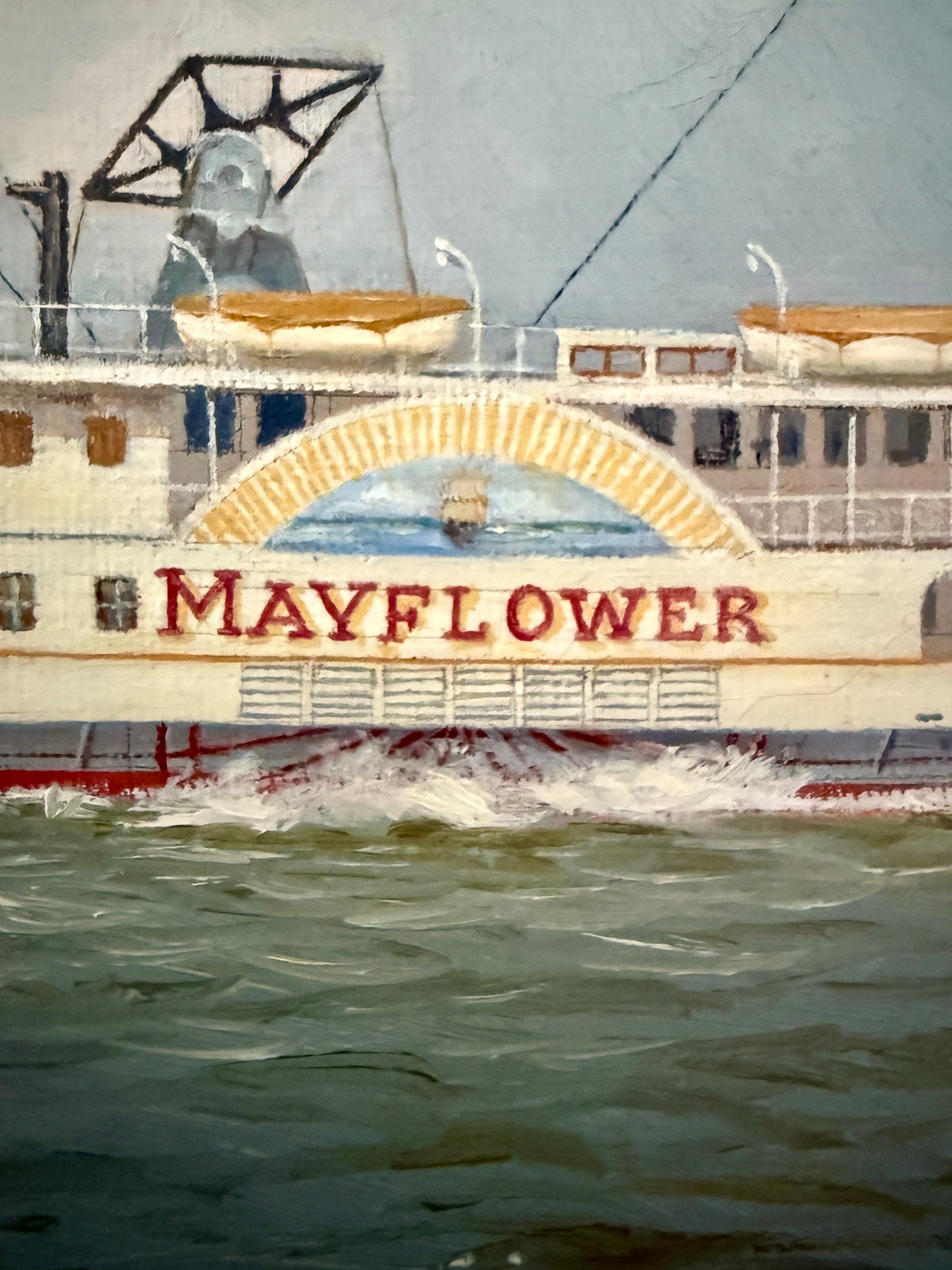 Portrait of the Steamboat Mayflower Oil Painting in Gold Frame