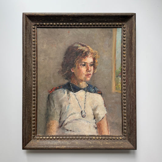 Blanche Rothschild Portrait of Young Girl in Nautical Dress Oil Painting in Wood Frame