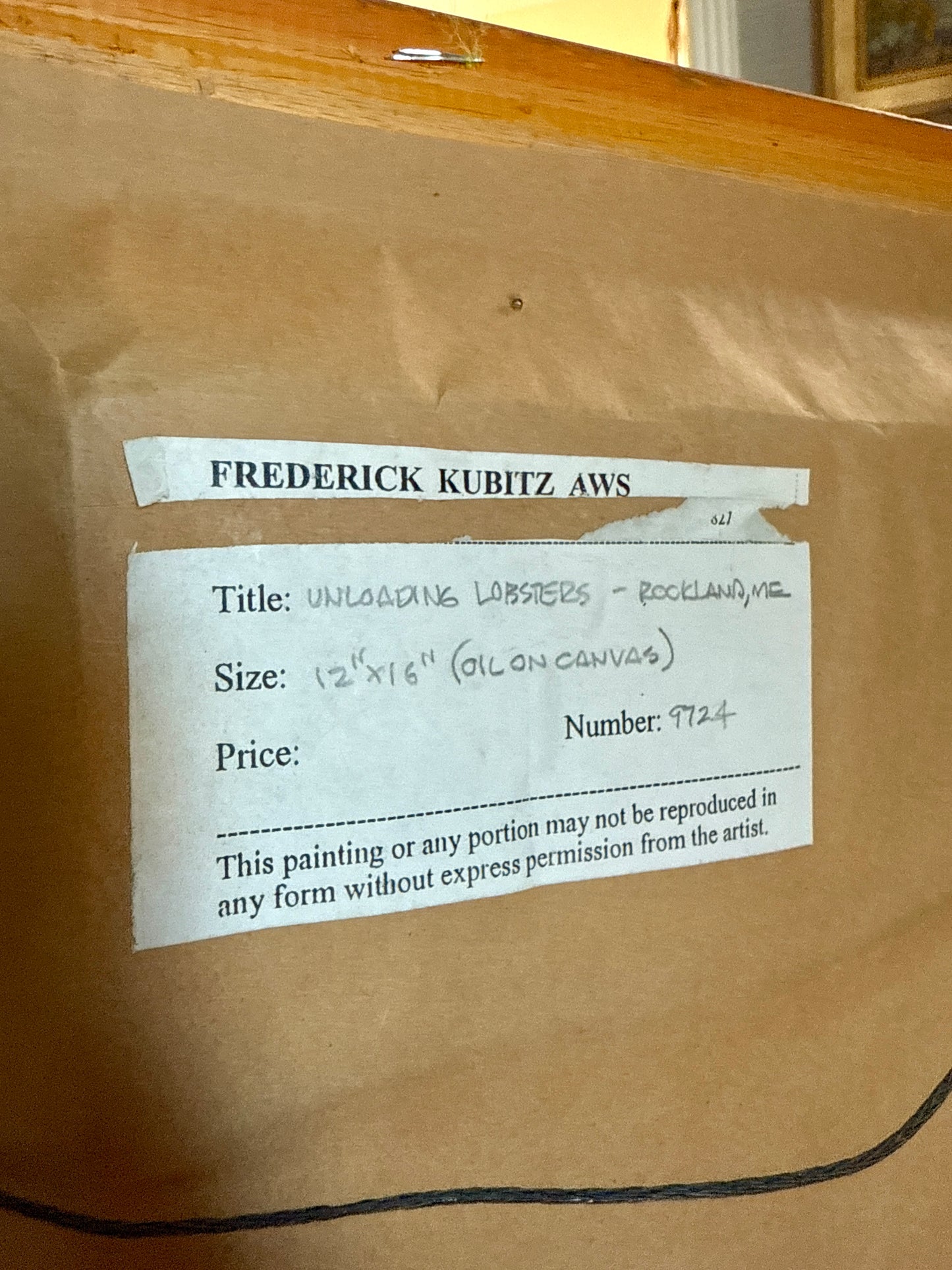 Frederick Kubitz Unloading Lobsters Rockland, Maine Oil Painting in Gold Frame