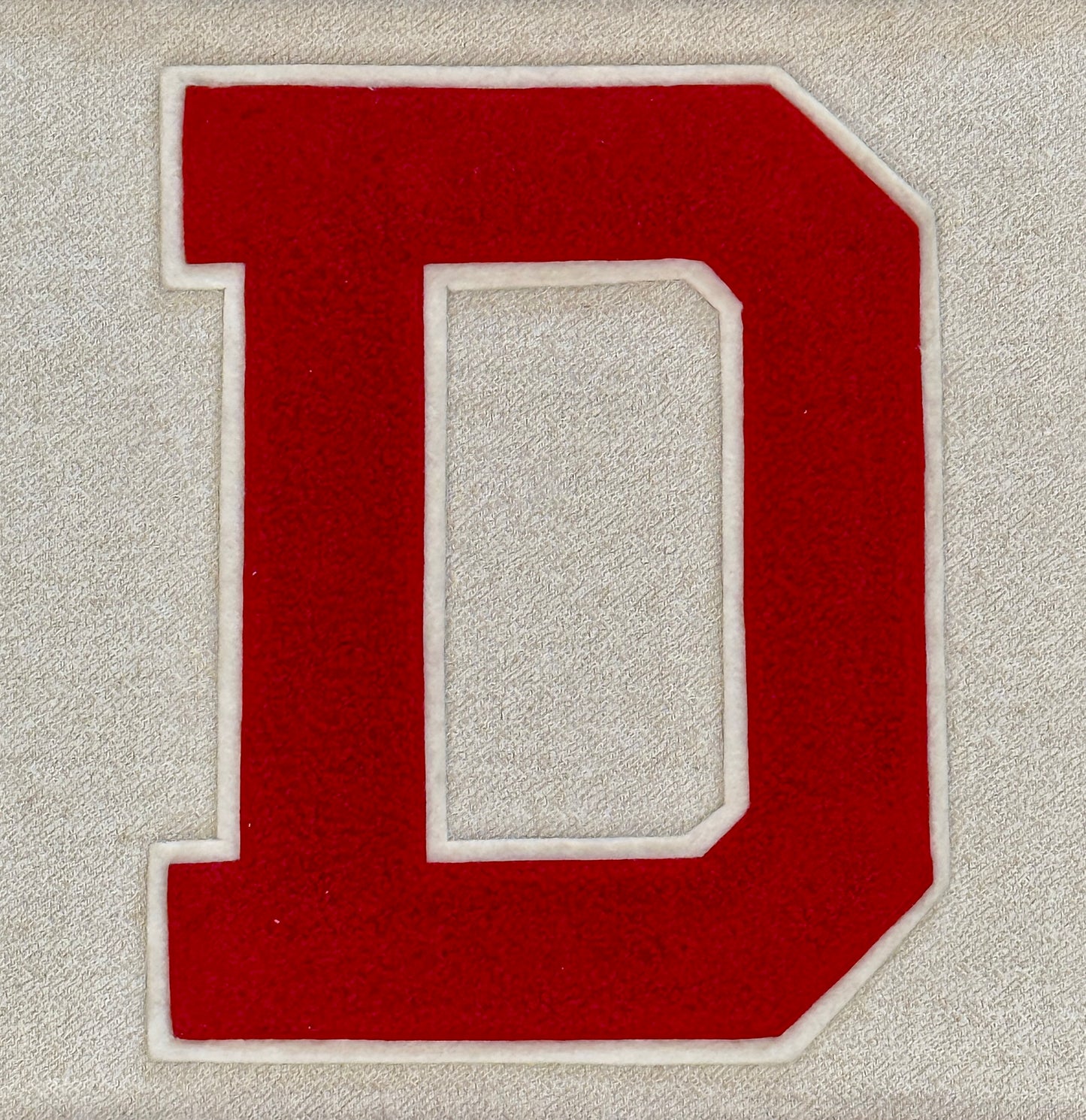 Vintage Large Varsity Letter Initial D on Ivory in Burlwood Frame