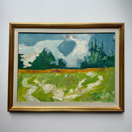 Axel Peder Jensen Expressionist Vibrant Landscape Oil Painting in Gold Frame