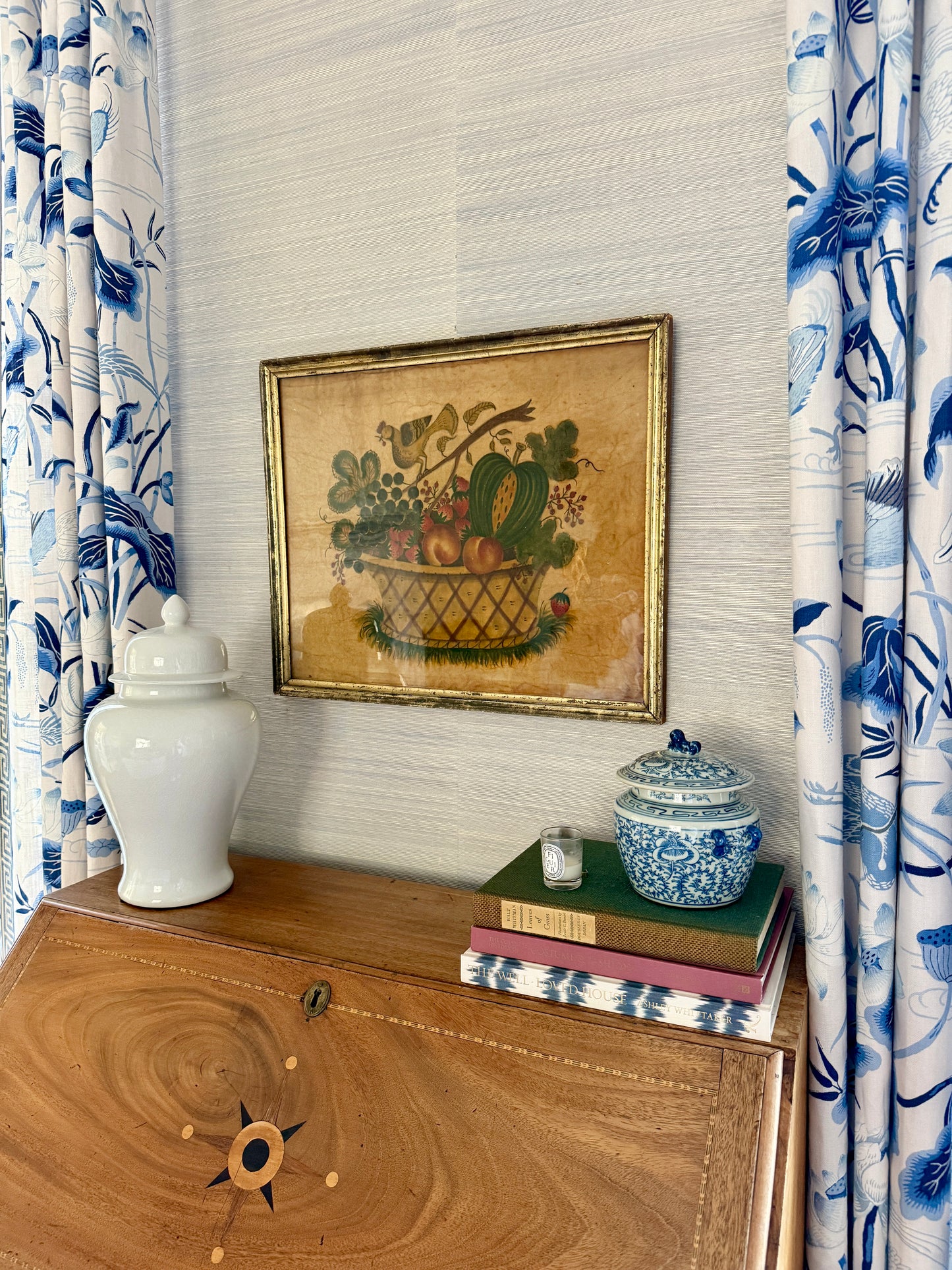 David Y. Ellinger Oil on Velvet Theorem in 19th Century Lemon Gilt Frame