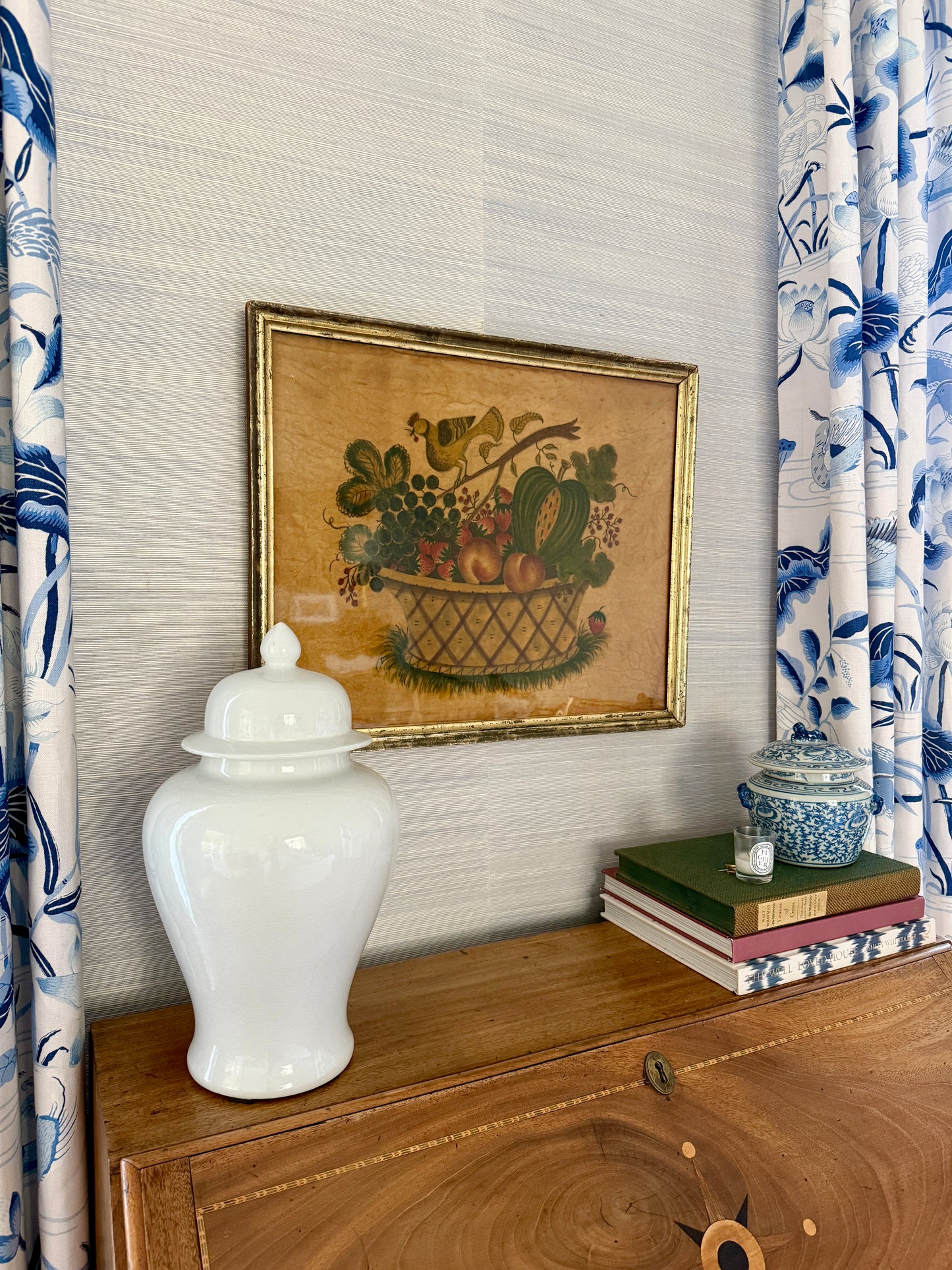 David Y. Ellinger Oil on Velvet Theorem in 19th Century Lemon Gilt Frame