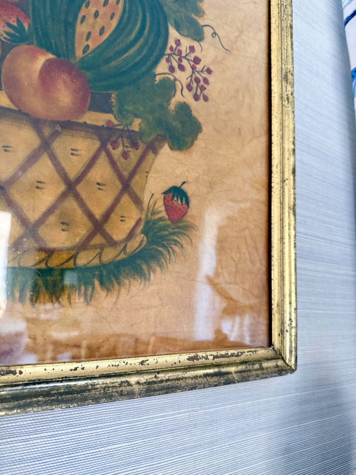 David Y. Ellinger Oil on Velvet Theorem in 19th Century Lemon Gilt Frame