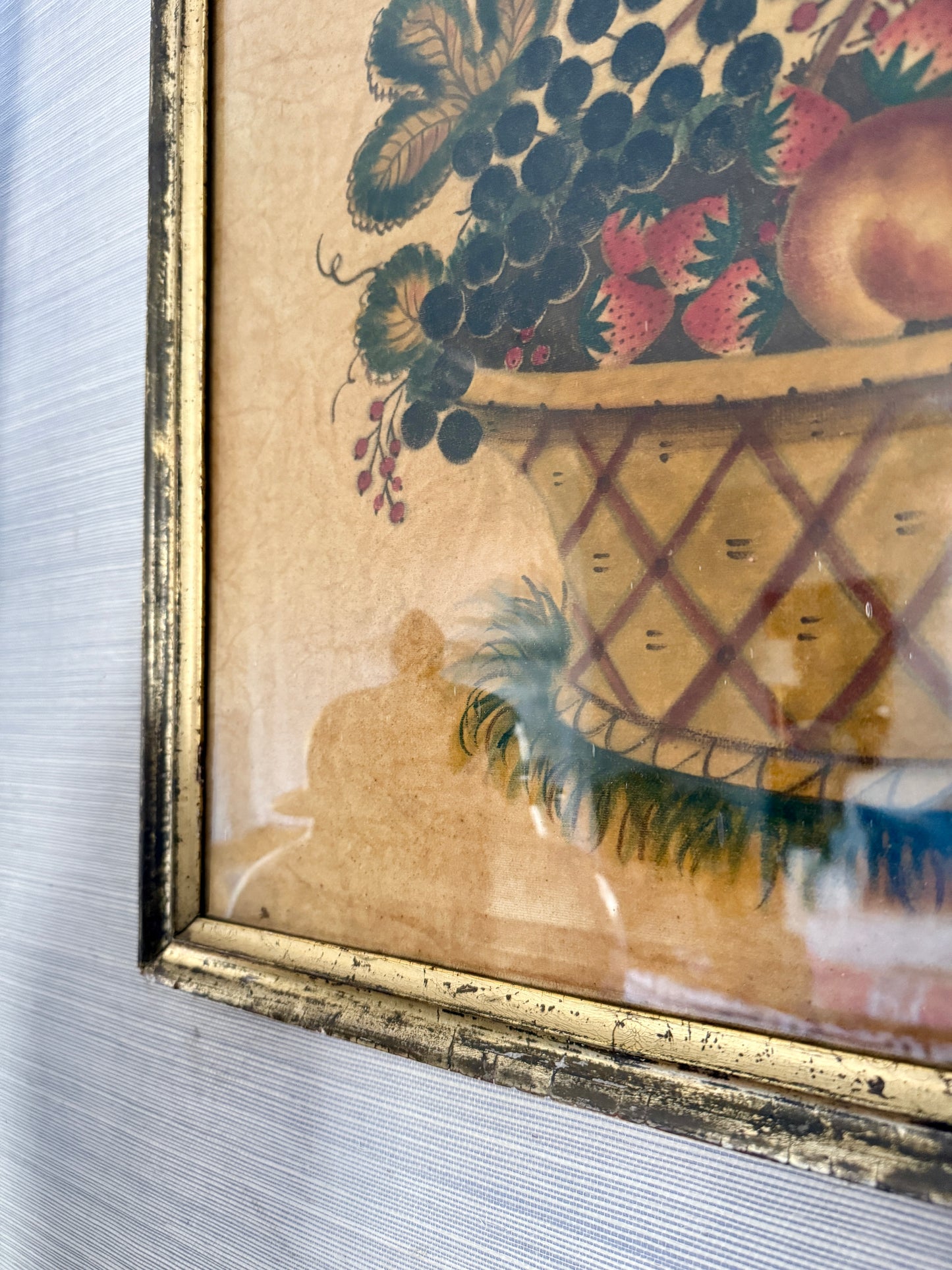 David Y. Ellinger Oil on Velvet Theorem in 19th Century Lemon Gilt Frame