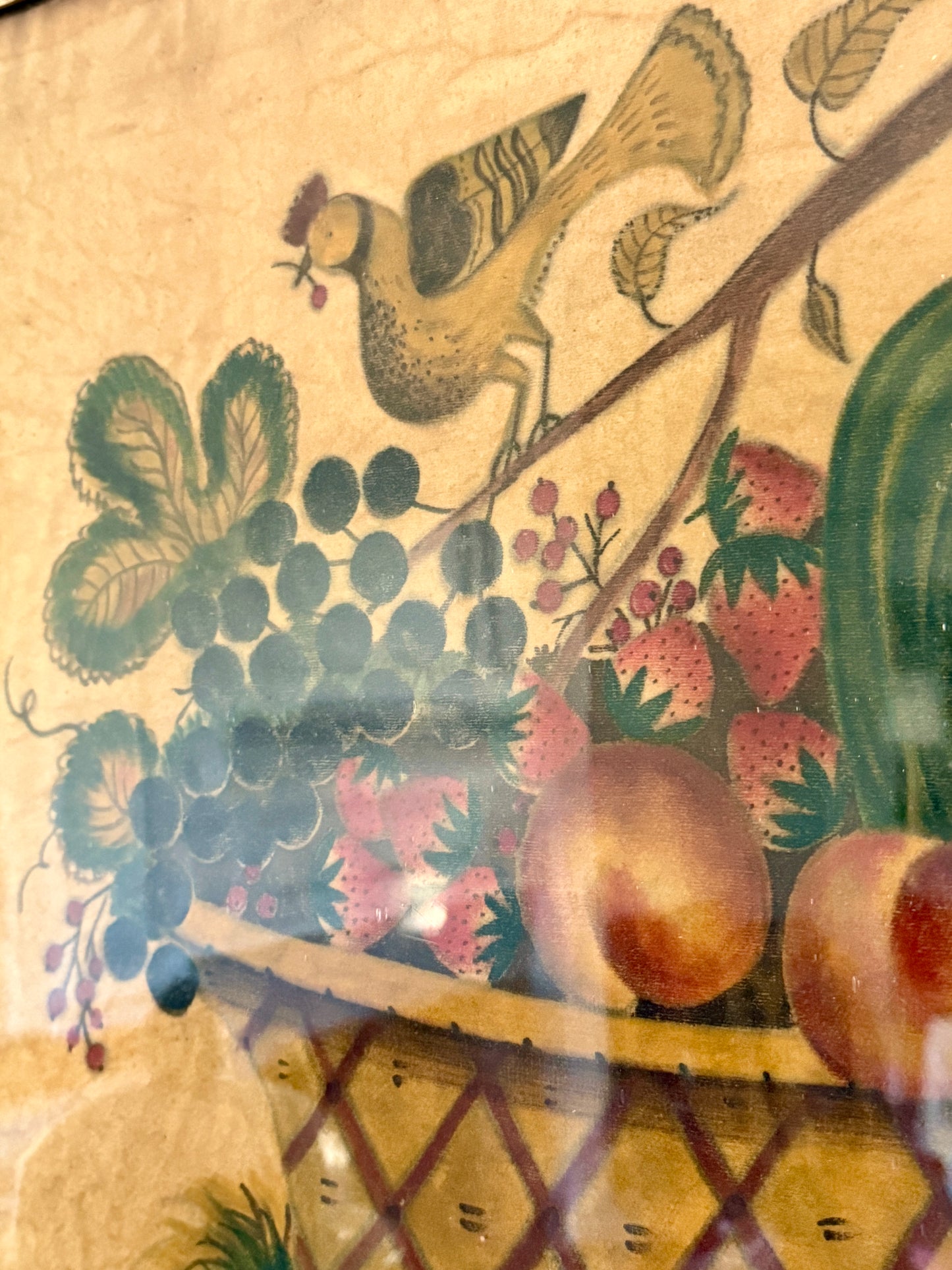 David Y. Ellinger Oil on Velvet Theorem in 19th Century Lemon Gilt Frame