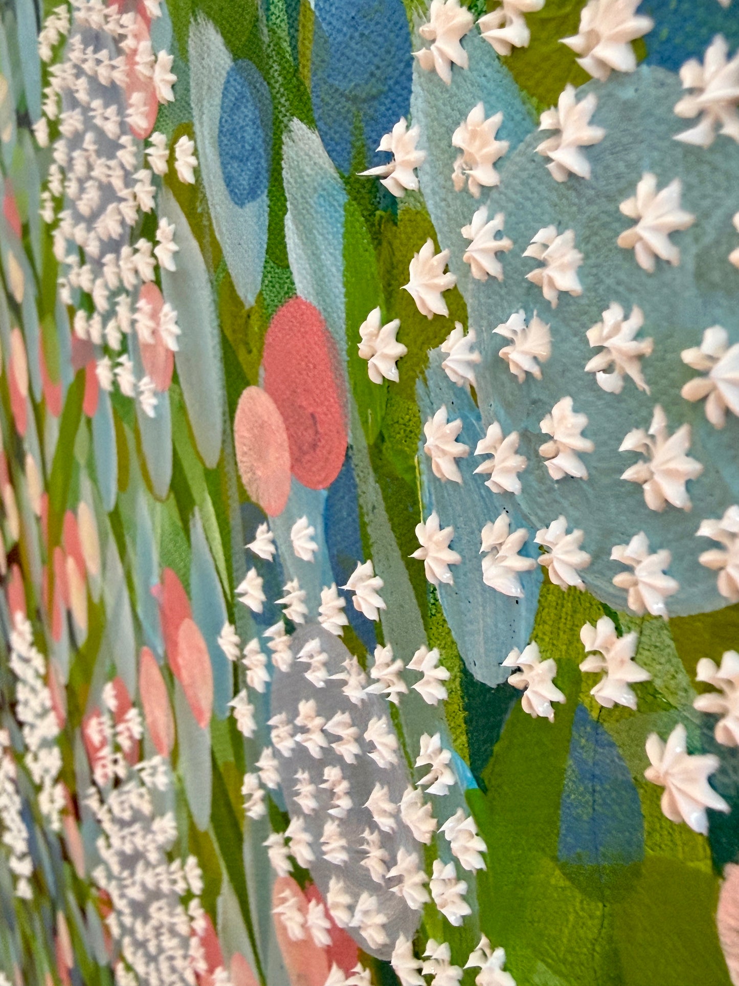 Alison Diamond McElroy Beginnings Abstract Floral Painting in Gold Frame
