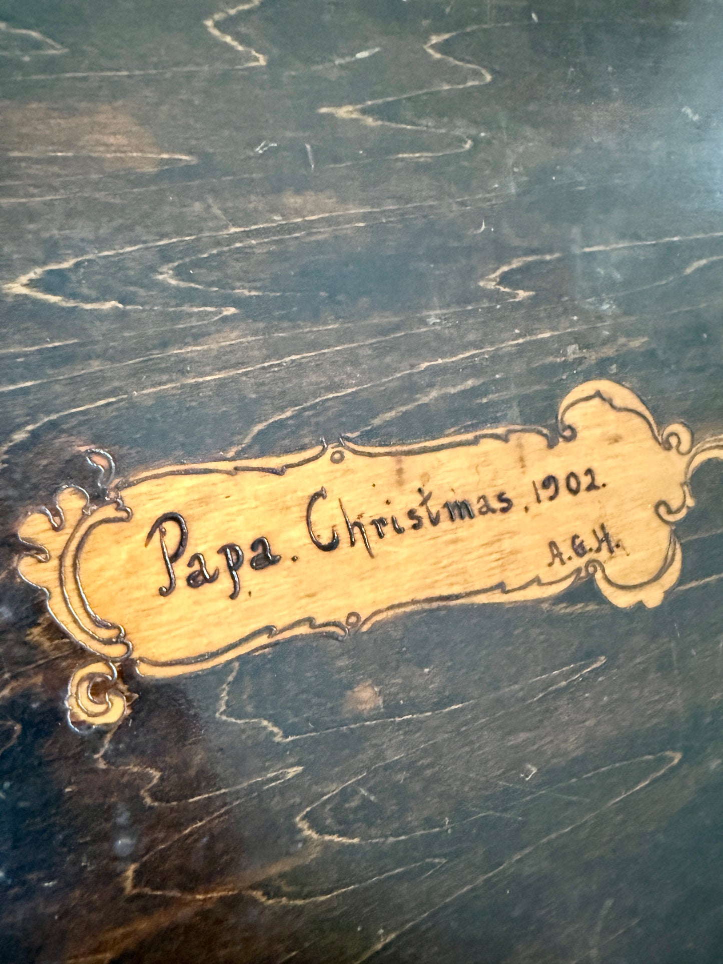 1902 American Hand Made Pyrography Wooden Holly Berry Game Board