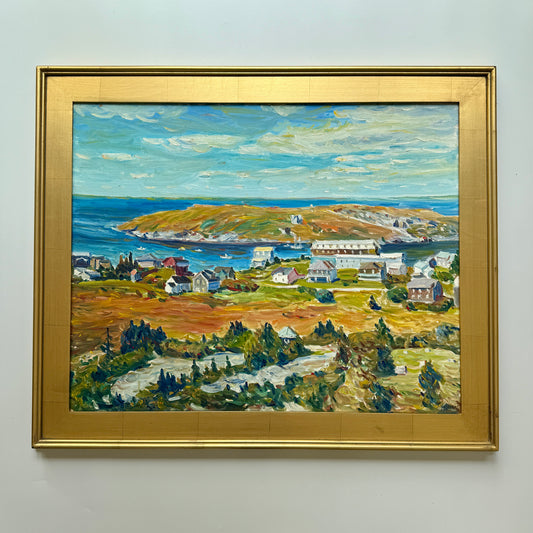 Edmund Jordan Monhegan Island Maine Seascape Oil Painting in Gold Frame