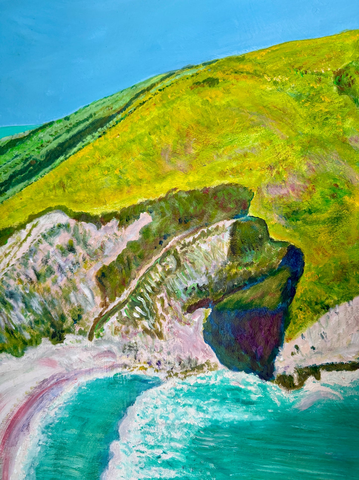 Earl Mayan The Pacific Southern California Coast Seascape Oil Painting in Gold Frame