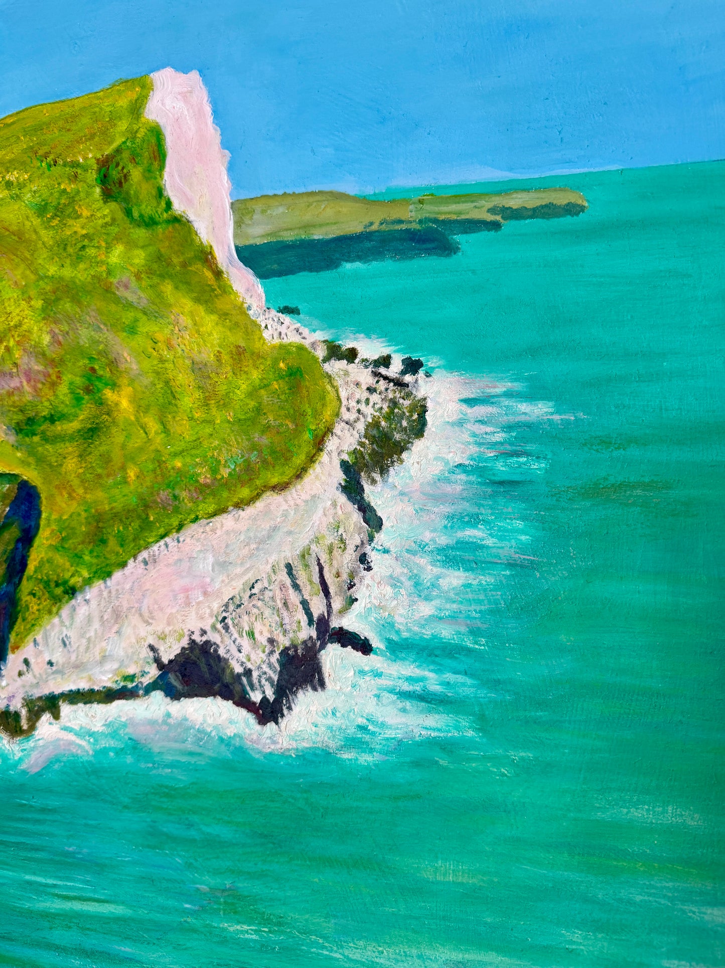 Earl Mayan The Pacific Southern California Coast Seascape Oil Painting in Gold Frame