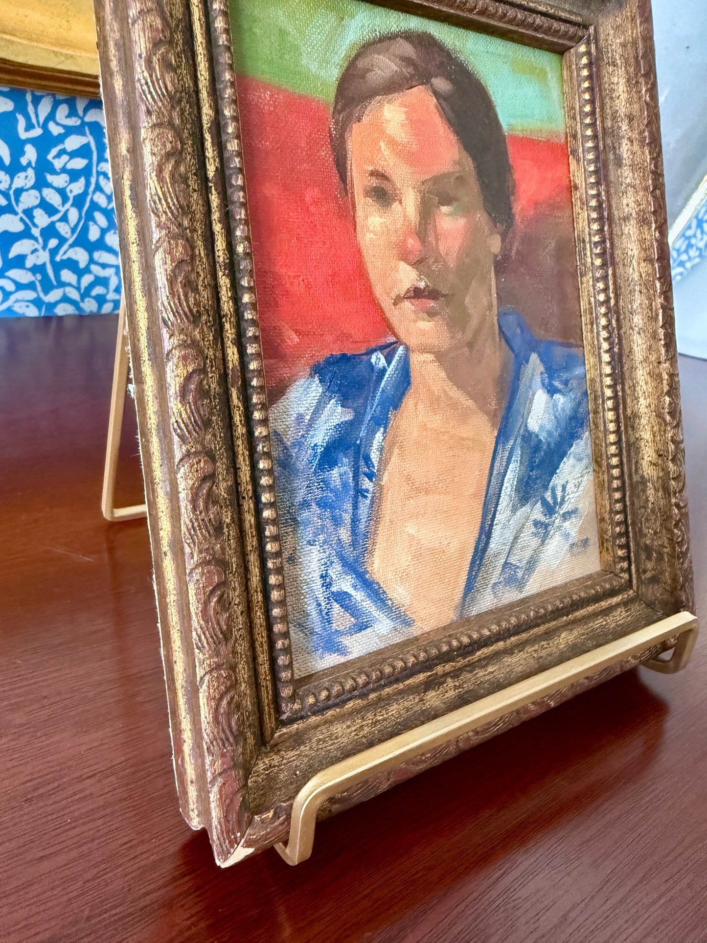 George Thompson Portait of a Young Woman Jill Oil Painting in Gold Frame