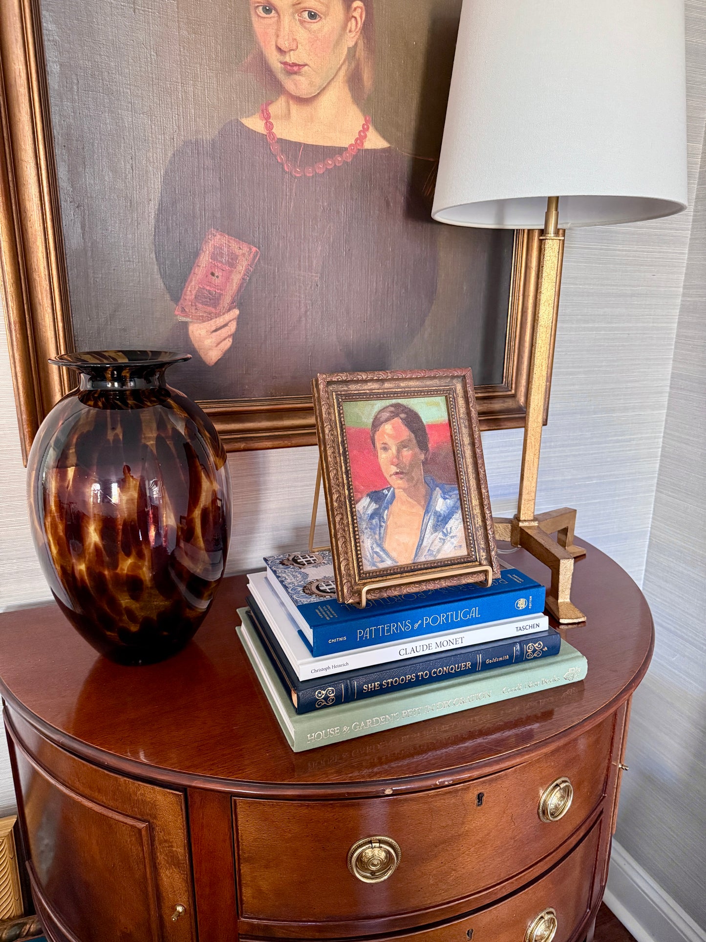 George Thompson Portait of a Young Woman Jill Oil Painting in Gold Frame