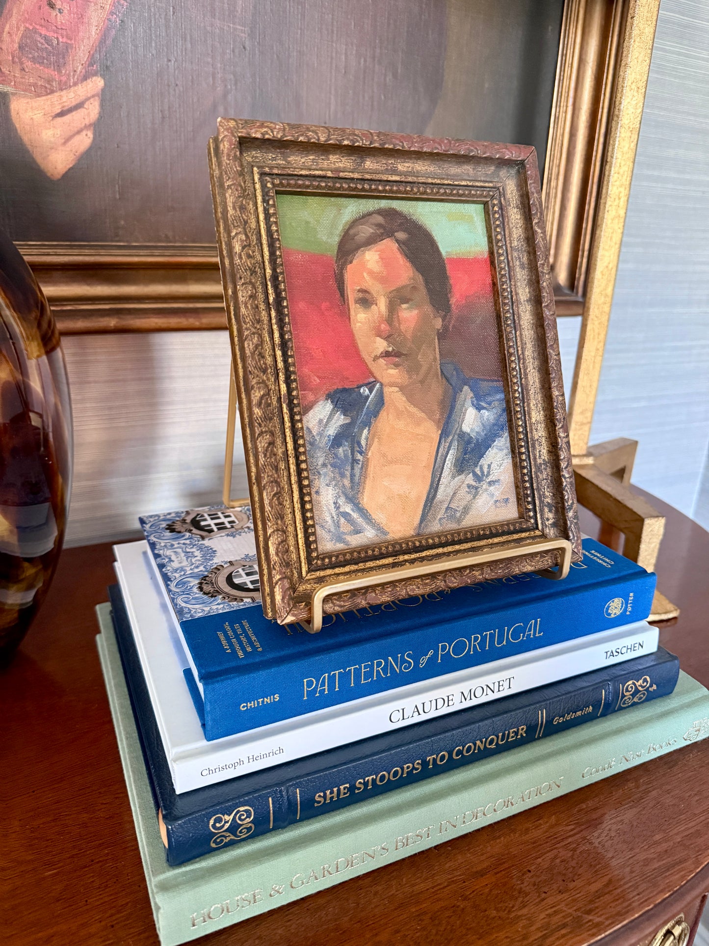 George Thompson Portait of a Young Woman Jill Oil Painting in Gold Frame