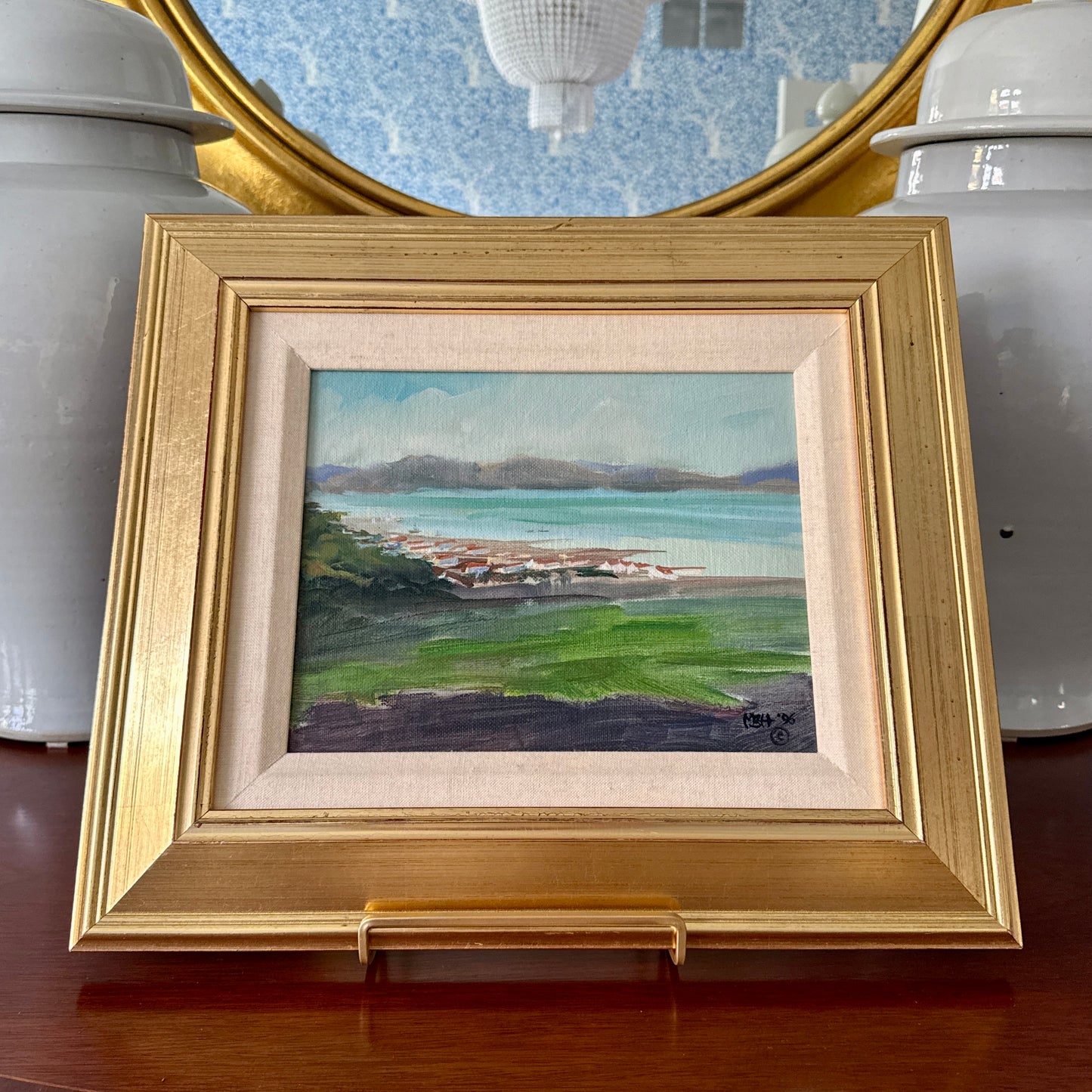 Marilyn Buckley Holland Presidio of San Francisco California Seacape Painting in Gold Frame