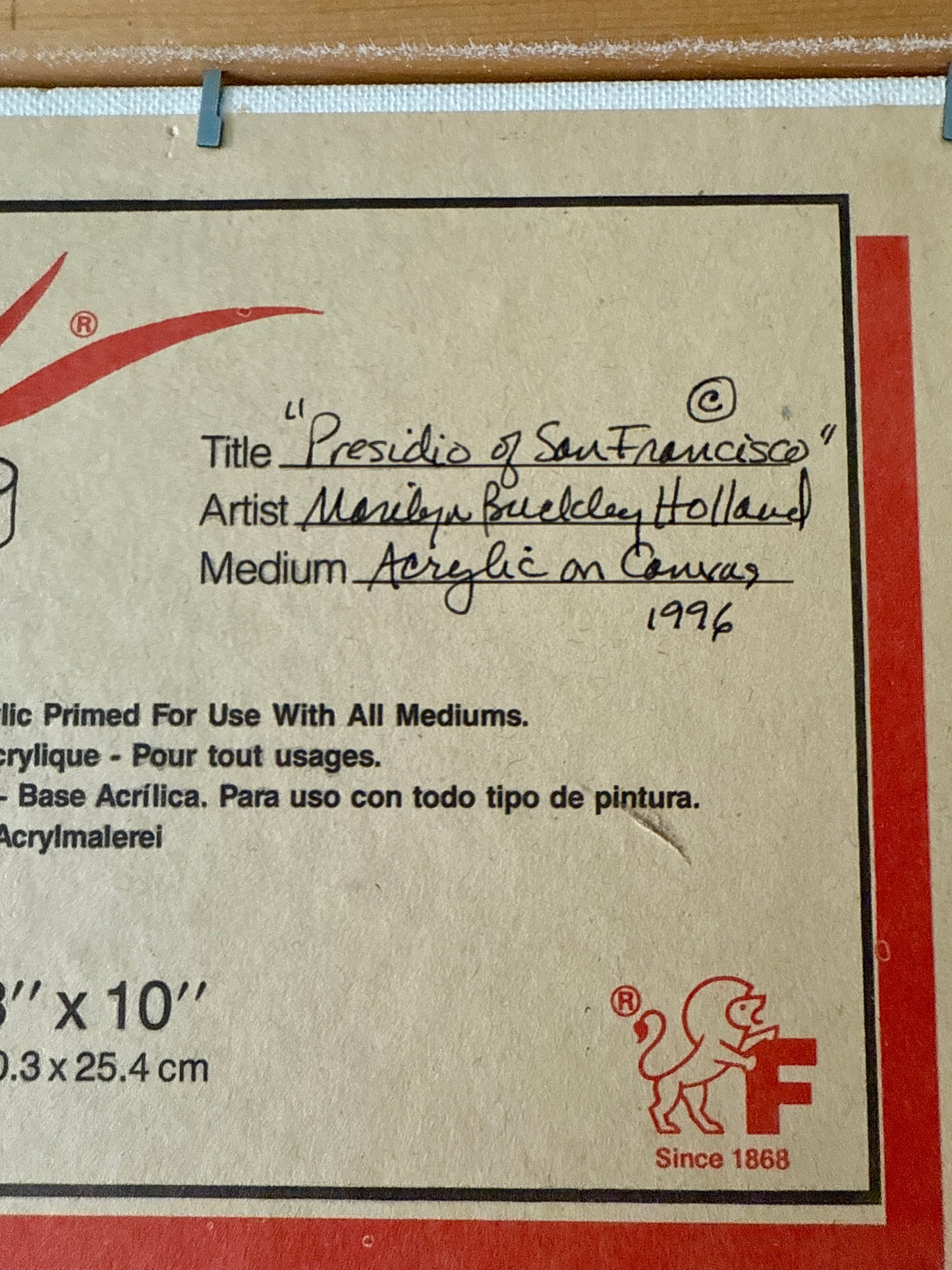 Marilyn Buckley Holland Presidio of San Francisco California Seacape Painting in Gold Frame