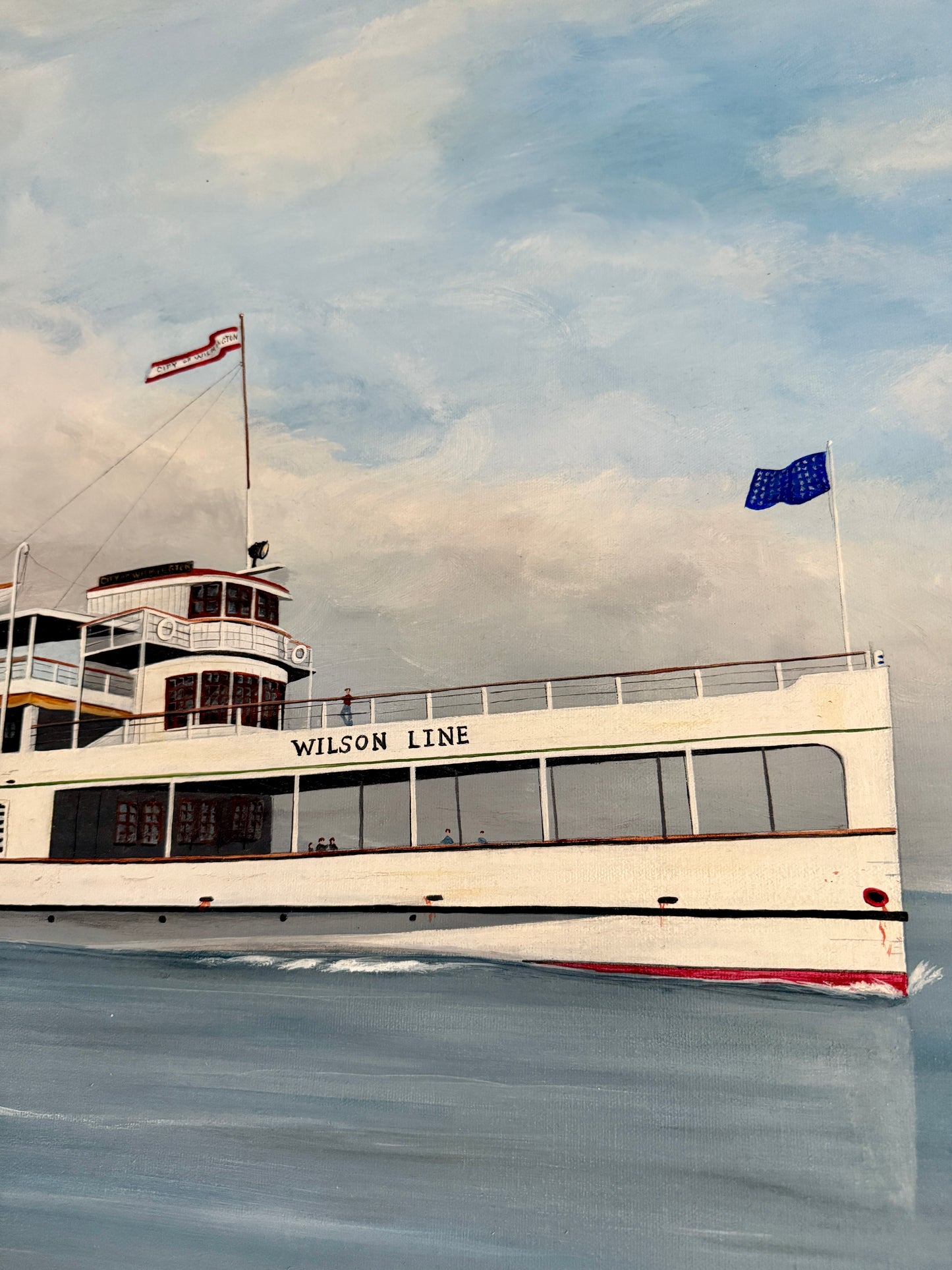 John Matassa Steamship City of Wilmington Delaware Portrait Oil Painting in Wood and Gilded Frame