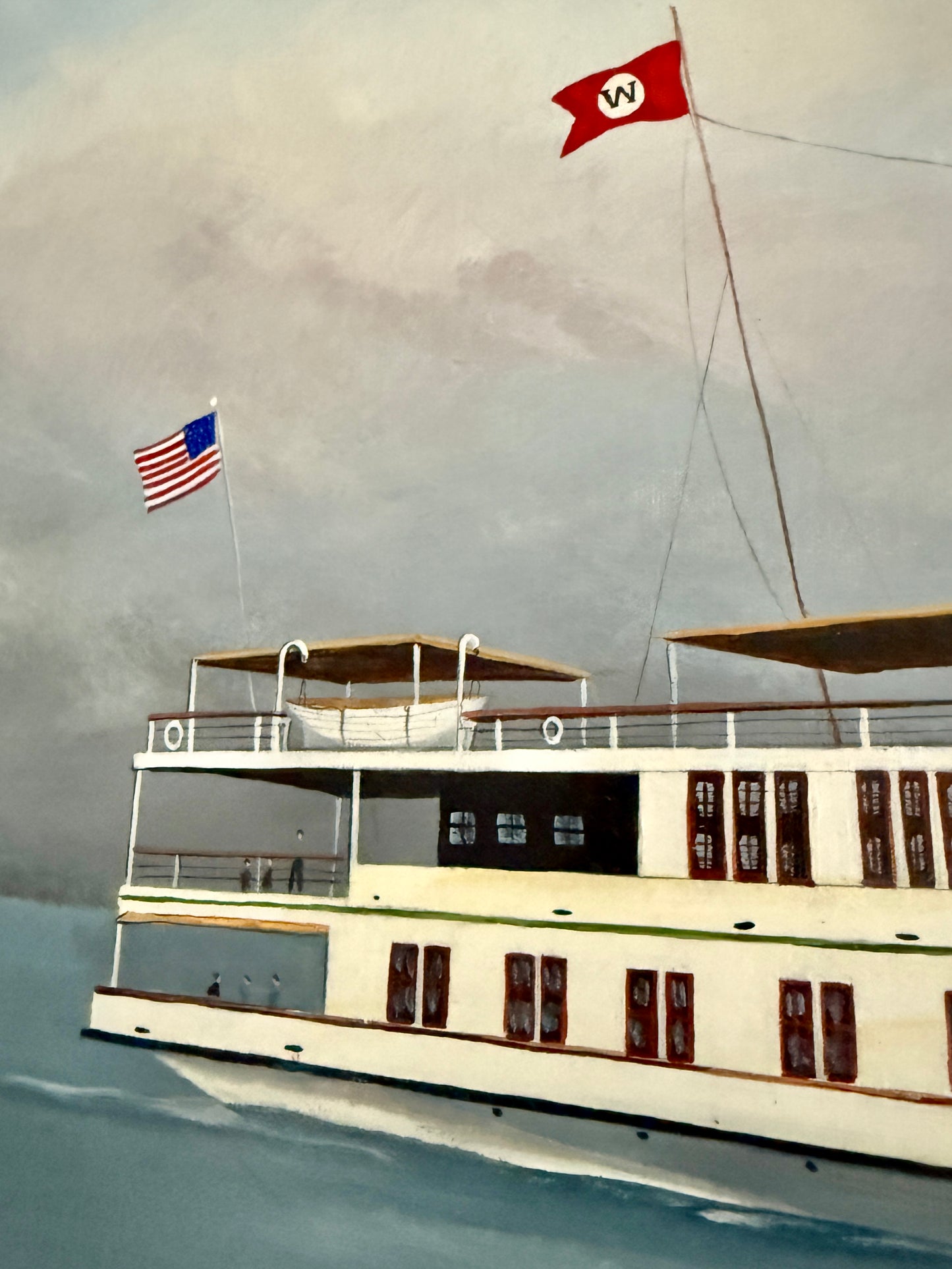 John Matassa Steamship City of Wilmington Delaware Portrait Oil Painting in Wood and Gilded Frame