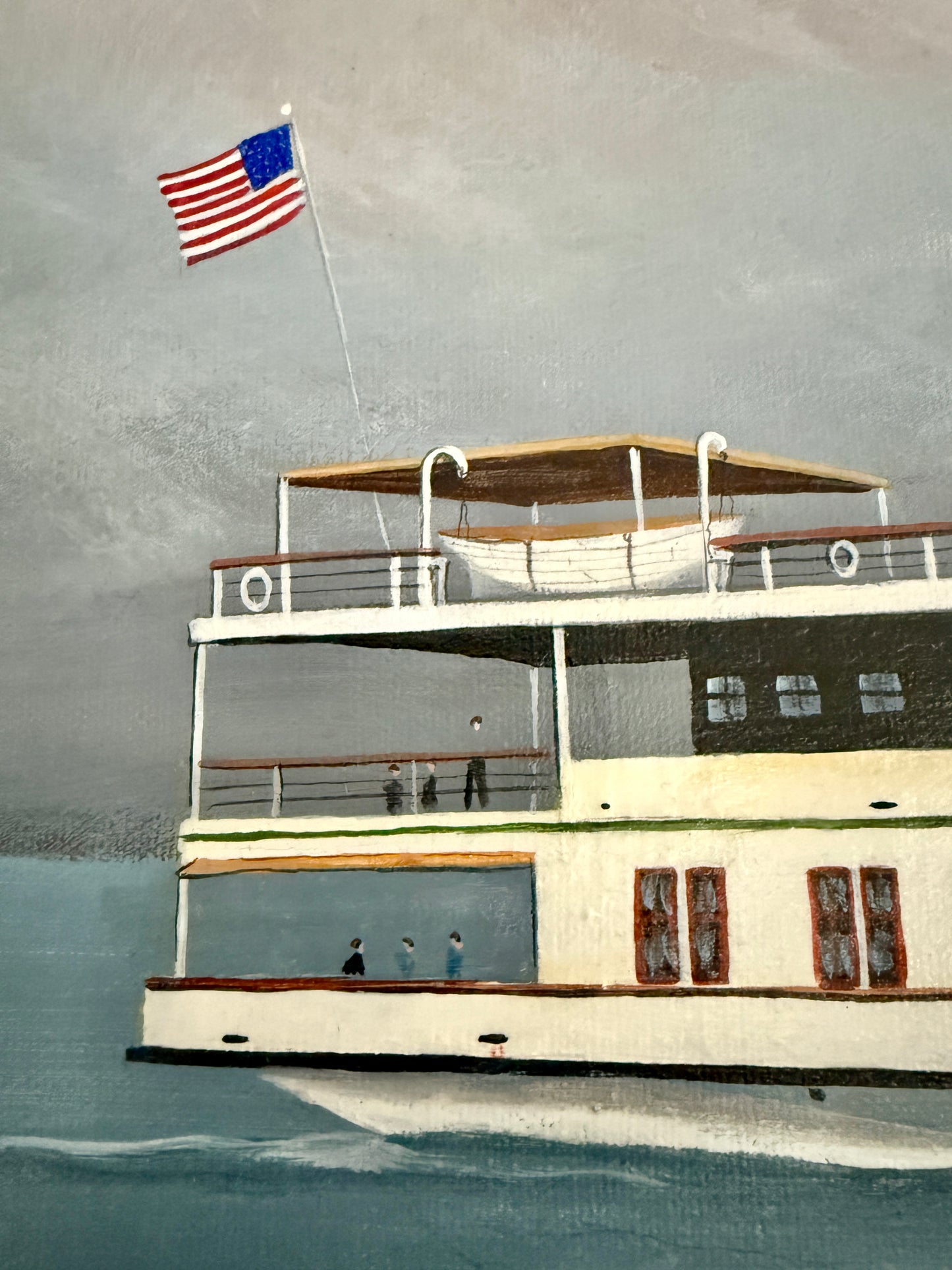 John Matassa Steamship City of Wilmington Delaware Portrait Oil Painting in Wood and Gilded Frame