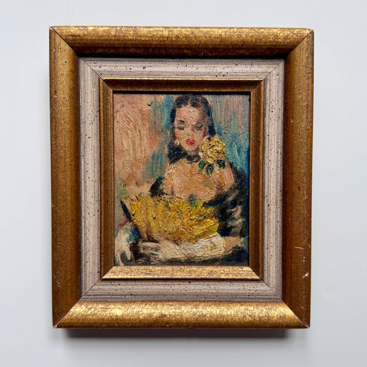 Blanche Rothschild Small Lady in Yellow Portrait Oil Painting in Ornate Gold Frame