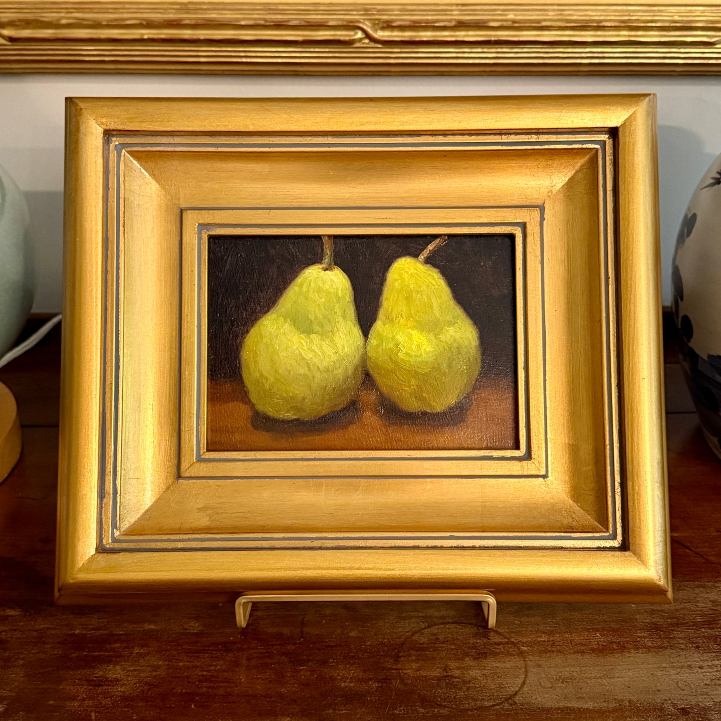 Perfect Pear Still Life Oil Painting in Gold Frame