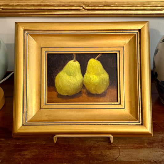 Perfect Pear Still Life Oil Painting in Gold Frame