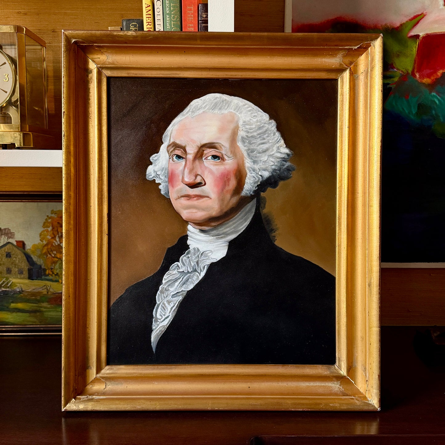 Portrait of George Washington Oil Painting in Gold Frame