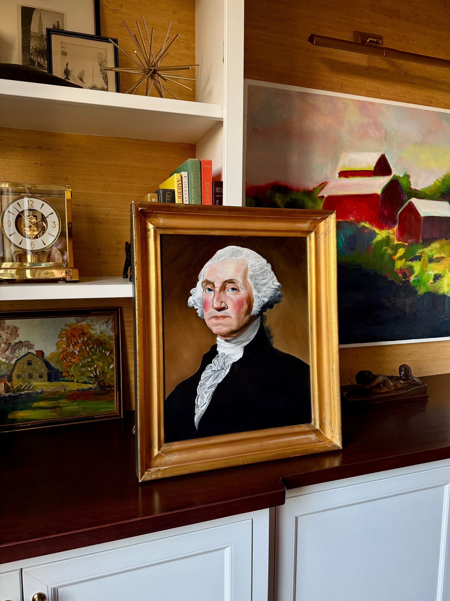 Portrait of George Washington Oil Painting in Gold Frame