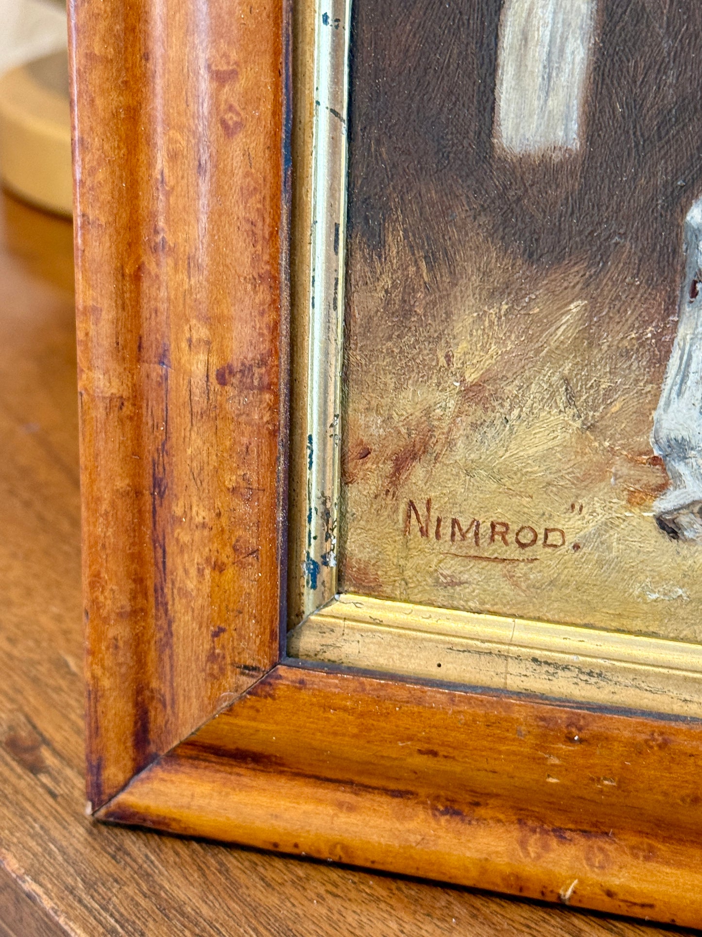 Antique 1925 Follower of George Paice Nimrod Gray Hunter Horse Equine Portrait Oil Painting