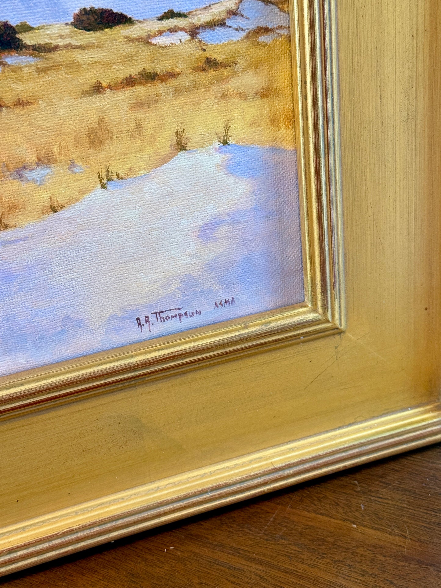 Anthony R. Thompson Dunes Below Barnegat Long Beach Island NJ Coastal Lighthouse Landscape Oil Painting in Gold Frame