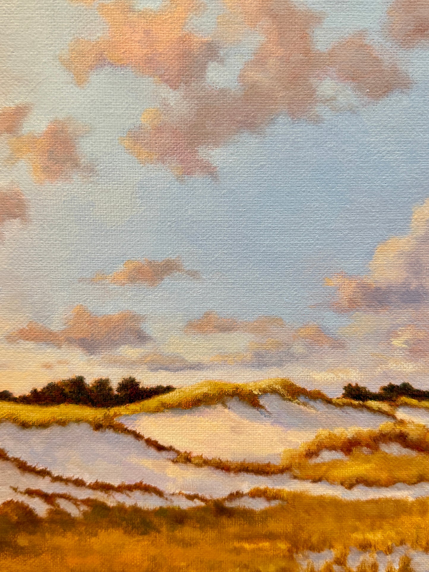 Anthony R. Thompson Dunes Below Barnegat Long Beach Island NJ Coastal Lighthouse Landscape Oil Painting in Gold Frame