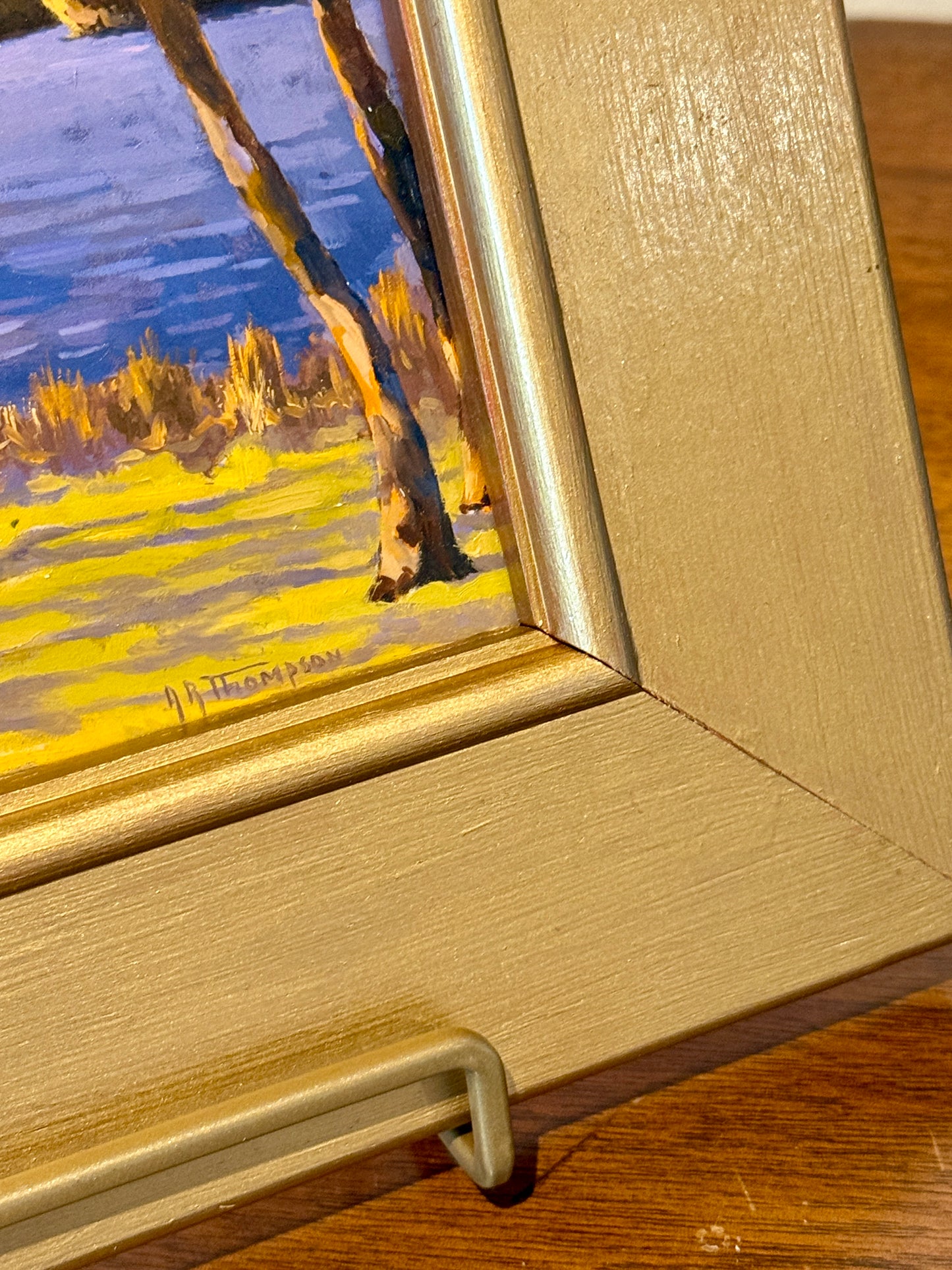 Anthony R. Thompson The River Scape Late Afternoon Landscape Oil Painting in Gold Frame