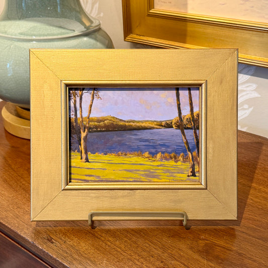 Anthony R. Thompson The River Scape Late Afternoon Landscape Oil Painting in Gold Frame