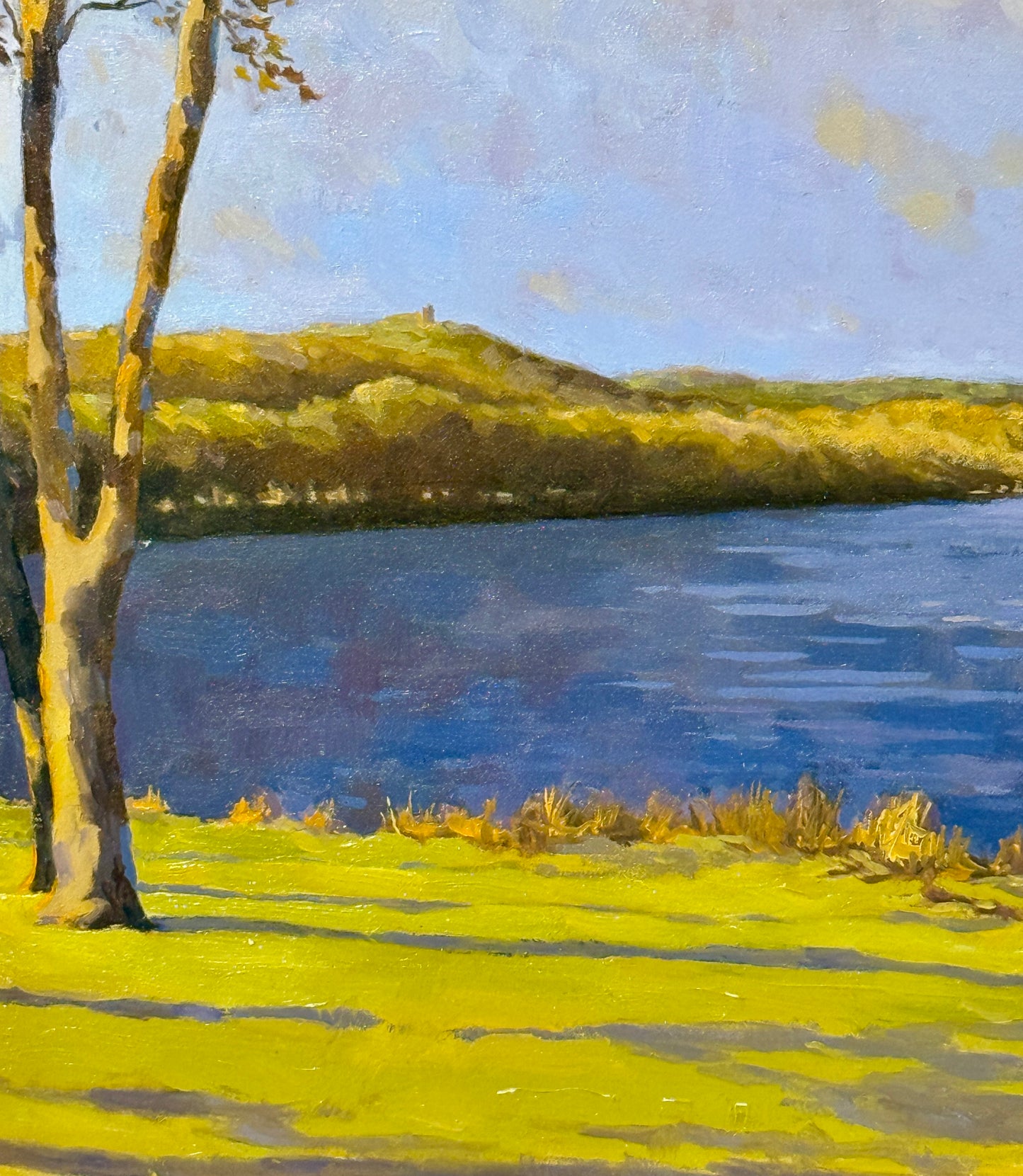 Anthony R. Thompson The River Scape Late Afternoon Landscape Oil Painting in Gold Frame