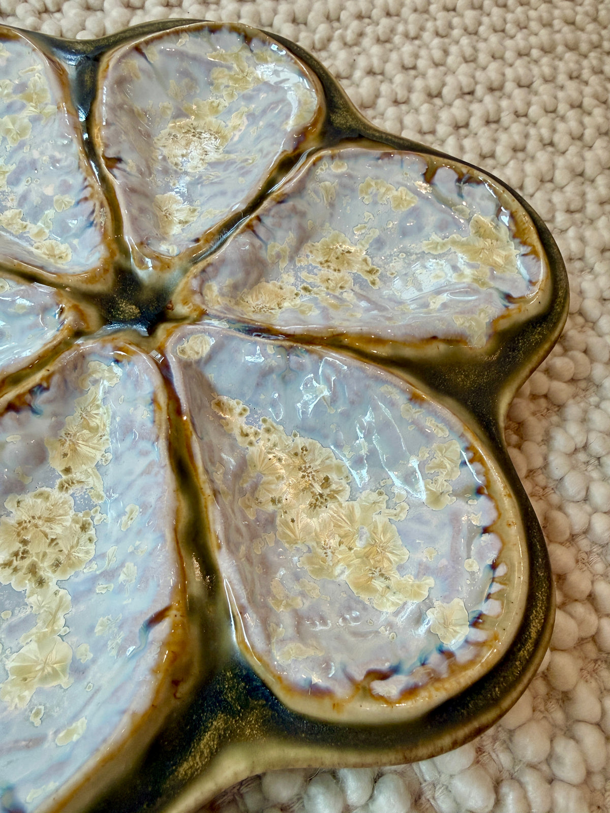 Alison Evans Handmade in Maine Traditional Oyster Platter Plate in Abalone and Tortoise