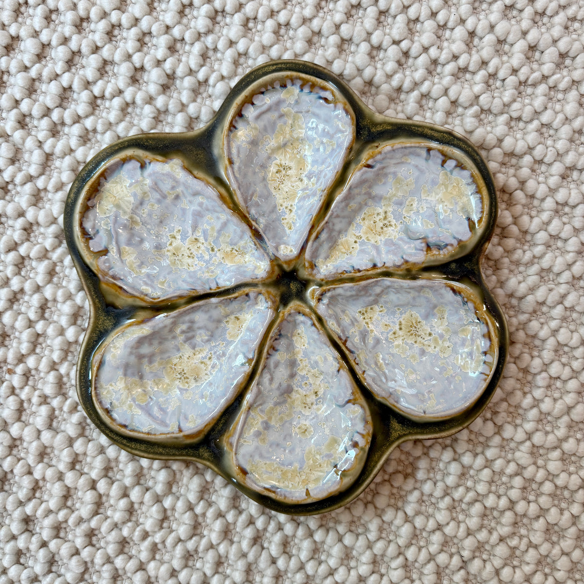 Alison Evans Handmade in Maine Traditional Oyster Platter Plate in Abalone and Tortoise