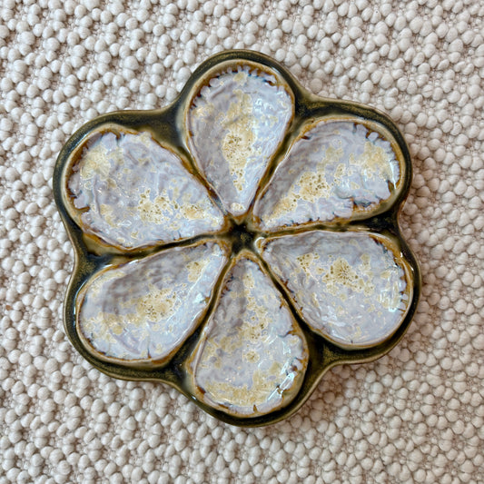 Alison Evans Handmade in Maine Traditional Oyster Platter Plate in Abalone and Tortoise