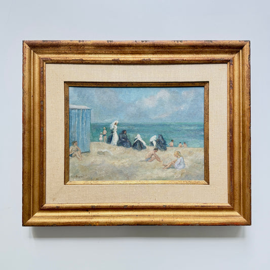C.H. Bagnoli Nun Beach Seascape Oil Painting in Gold Frame