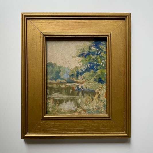 19th Century Emile Stange Impressionist Landscape Oil Painting in Gold Frame