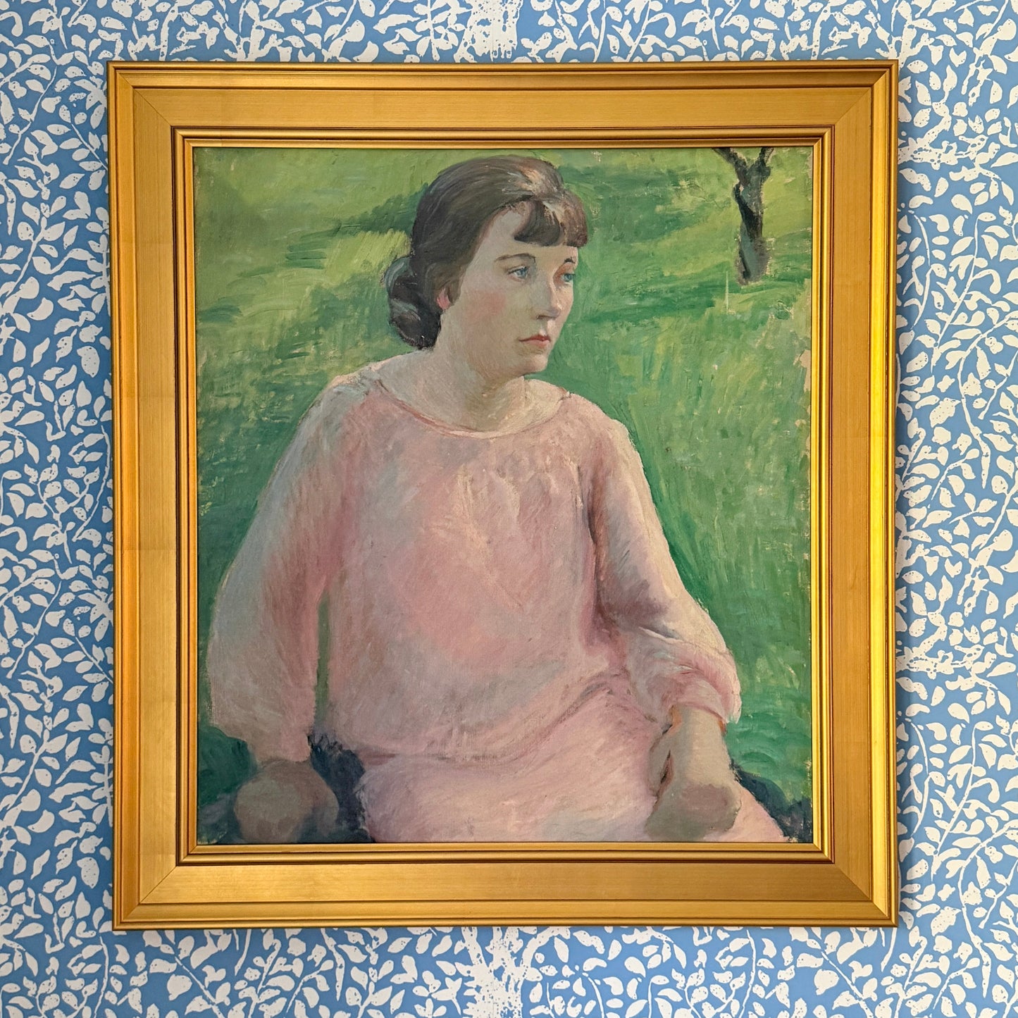 Dorothy Van Loan Please Do Not Disturb Portrait Oil Painting in Gold Frame