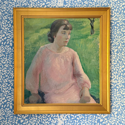 Dorothy Van Loan Please Do Not Disturb Portrait Oil Painting in Gold Frame