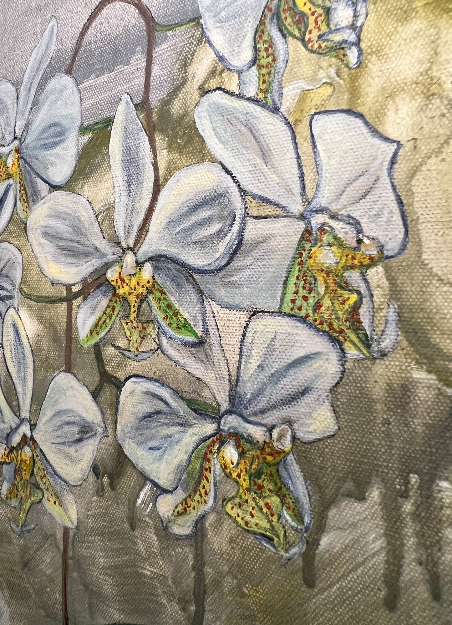 Edith Fetherston (1885 - 1972) Ethereal Orchid Oil Painting “L’aurore”