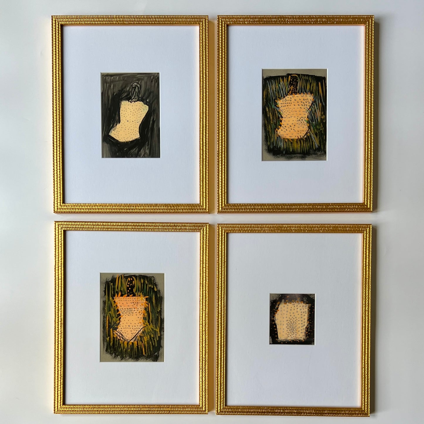 Vintage Abstract Female Nude Portrait Oil Painting #5 in Gold Frame